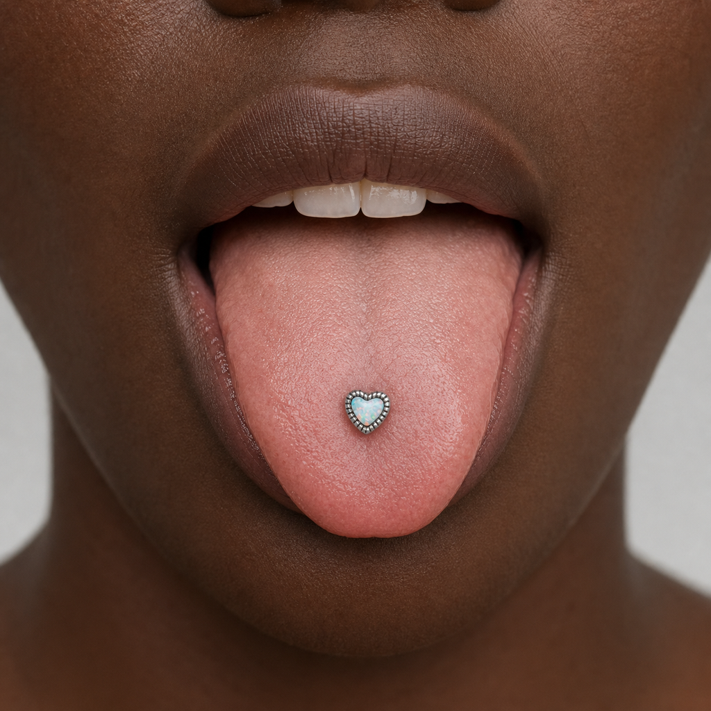 [TOPOSH-LEGACY-LAYOUT-REPAIR-20260717-LEGACY32:TP-TR-IN-SIL-14G16-T6-SW234-005:03] Heart White Opal Titanium Tongue Barbell – Silver | 03_model_black