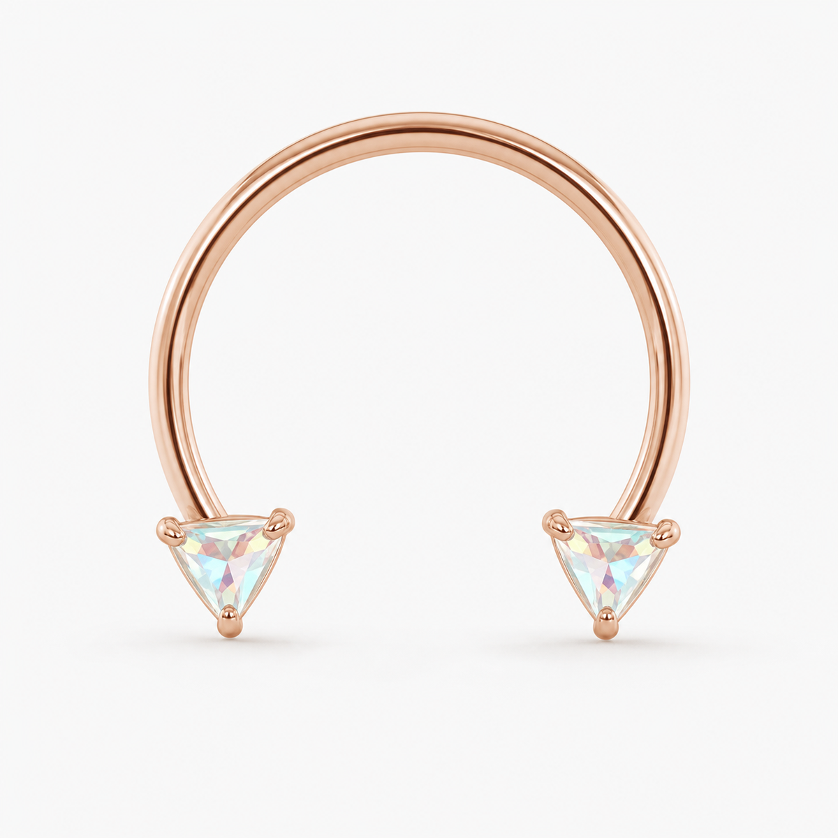 [TOPOSH-LEGACY-LAYOUT-REPAIR-20260717-LEGACY21:TP-HS-IN-RG-18G8-T2.5-ABCZ-478:01] Aurora CZ Titanium Horseshoe Ring – Rose Gold, 8+2.5mm | 01_primary_product_bg