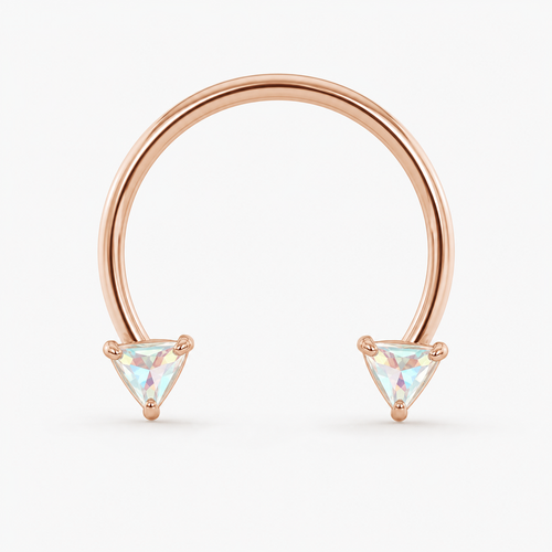 [TOPOSH-LEGACY-LAYOUT-REPAIR-20260717-LEGACY21:TP-HS-IN-RG-18G8-T2.5-ABCZ-478:01] Aurora CZ Titanium Horseshoe Ring – Rose Gold, 8+2.5mm | 01_primary_product_bg