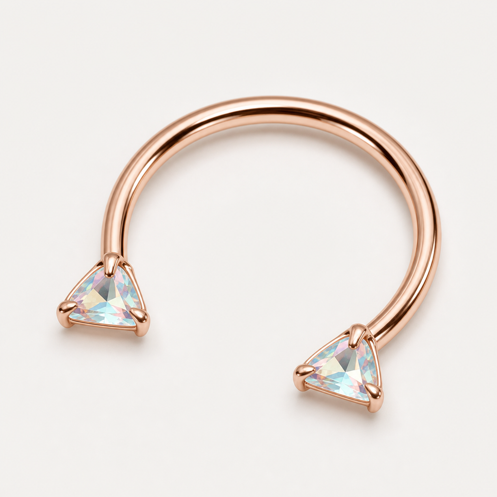 [TOPOSH-LEGACY-LAYOUT-REPAIR-20260717-LEGACY21:TP-HS-IN-RG-18G8-T2.5-ABCZ-478:05] Aurora CZ Titanium Horseshoe Ring – Rose Gold, 8+2.5mm | 05_product_angles