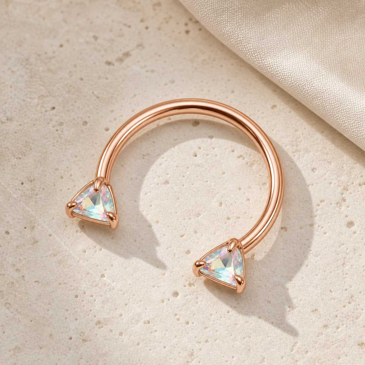 [TOPOSH-LEGACY-LAYOUT-REPAIR-20260717-LEGACY21:TP-HS-IN-RG-18G8-T2.5-ABCZ-478:06] Aurora CZ Titanium Horseshoe Ring – Rose Gold, 8+2.5mm | 06_accessory_flatlay