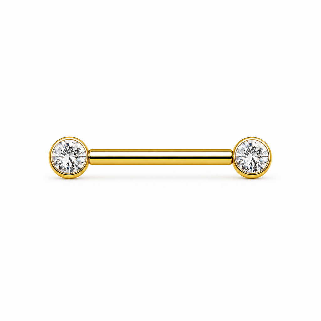 [TOPOSH-FULLSCORE-V7-20260712:TP-NP-IN-24K-14G14-B4-B4-CLCZ-144:01] Implant Grade Titanium - Nipple Ring - 24K Gold - Clear CZ - 14G (1.6 x 14+4+4 mm) - primary product