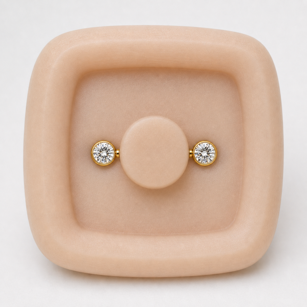 [TOPOSH-FULLSCORE-V7-20260712:TP-NP-IN-24K-14G14-B4-B4-CLCZ-144:02] Implant Grade Titanium - Nipple Ring - 24K Gold - Clear CZ - 14G (1.6 x 14+4+4 mm) - product angle