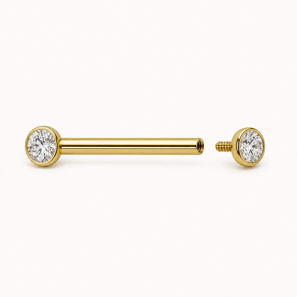 [TOPOSH-FULLSCORE-V7-20260712:TP-NP-IN-24K-14G14-B4-B4-CLCZ-144:05] Implant Grade Titanium - Nipple Ring - 24K Gold - Clear CZ - 14G (1.6 x 14+4+4 mm) - internal thread mechanism
