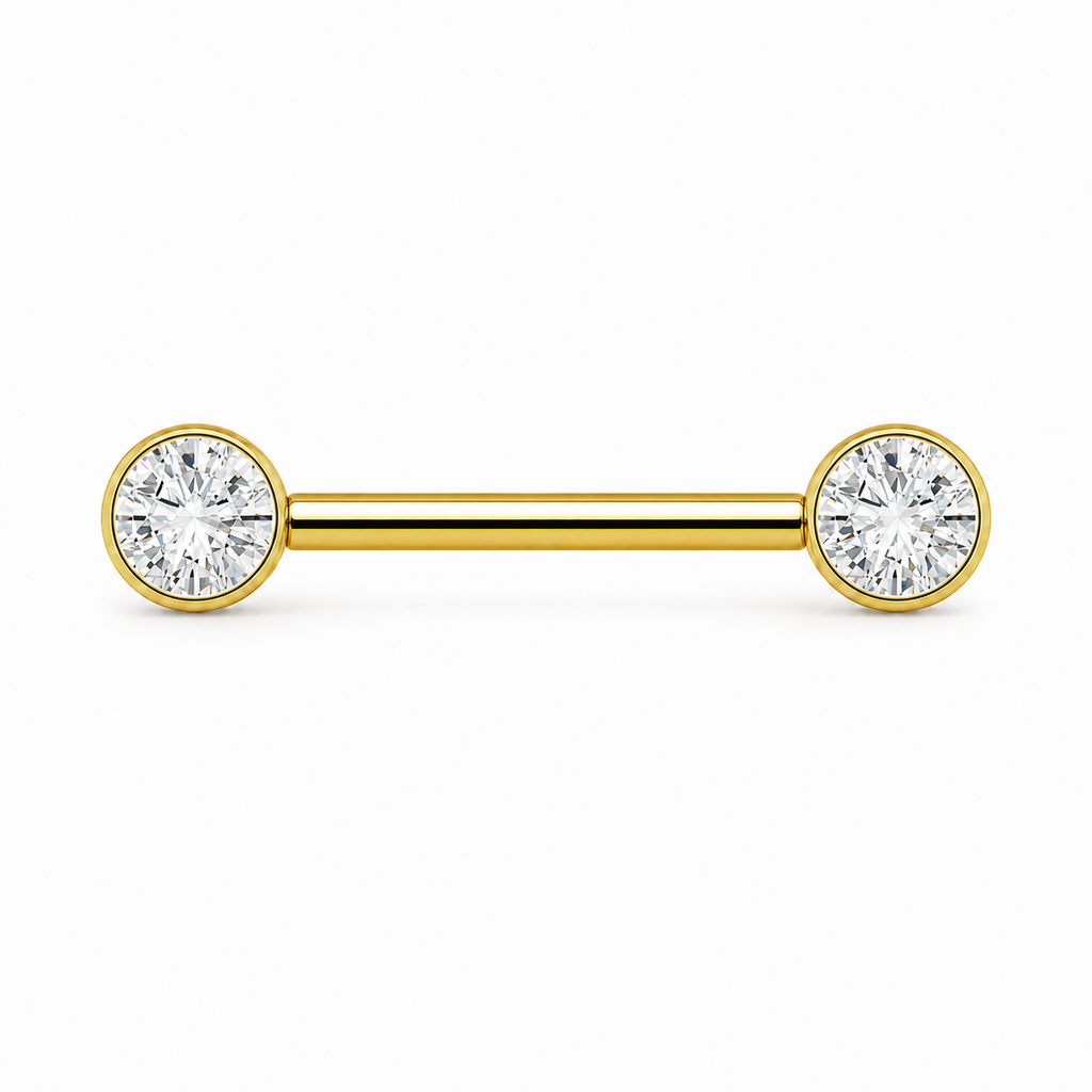 [TOPOSH-FULLSCORE-V7-20260712:TP-NP-IN-GD-14G14-B5-B5-CLCZ-097:01] Implant Grade Titanium - Nipple Ring - Gold - Clear CZ - 14G (1.6 x 14+5+5 mm) - primary product