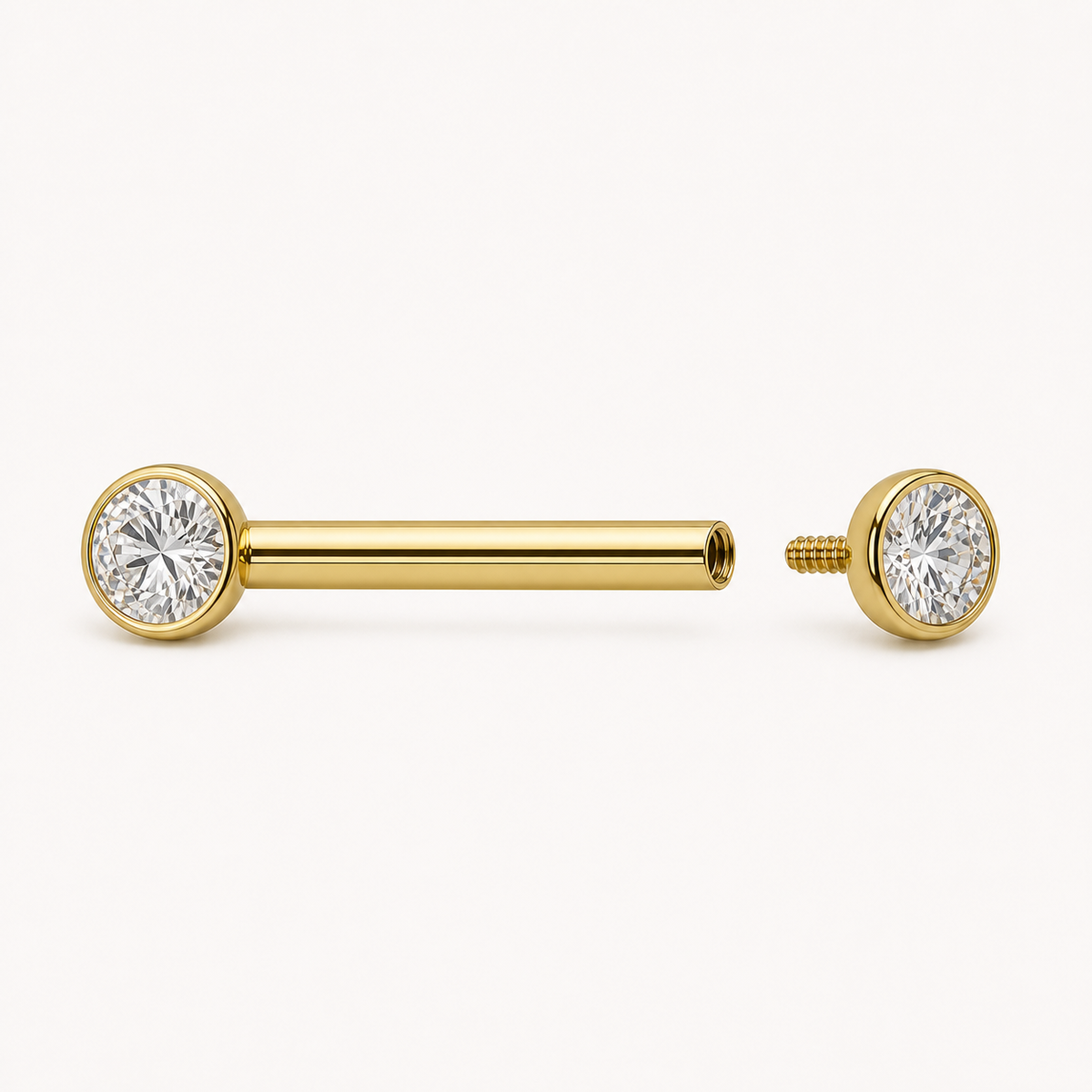 [TOPOSH-FULLSCORE-V7-20260712:TP-NP-IN-GD-14G14-B5-B5-CLCZ-097:05] Implant Grade Titanium - Nipple Ring - Gold - Clear CZ - 14G (1.6 x 14+5+5 mm) - internal thread mechanism