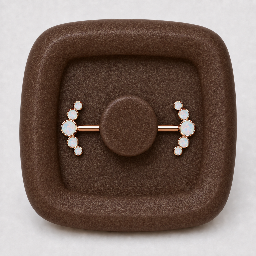 [TOPOSH-FULLSCORE-V7-20260712:TP-NP-IN-RG-14G14-OP17-026:03] Implant Grade Titanium - Nipple Ring - Rose Gold - OP17 - 14G (1.6 x 14 mm) - macro detail
