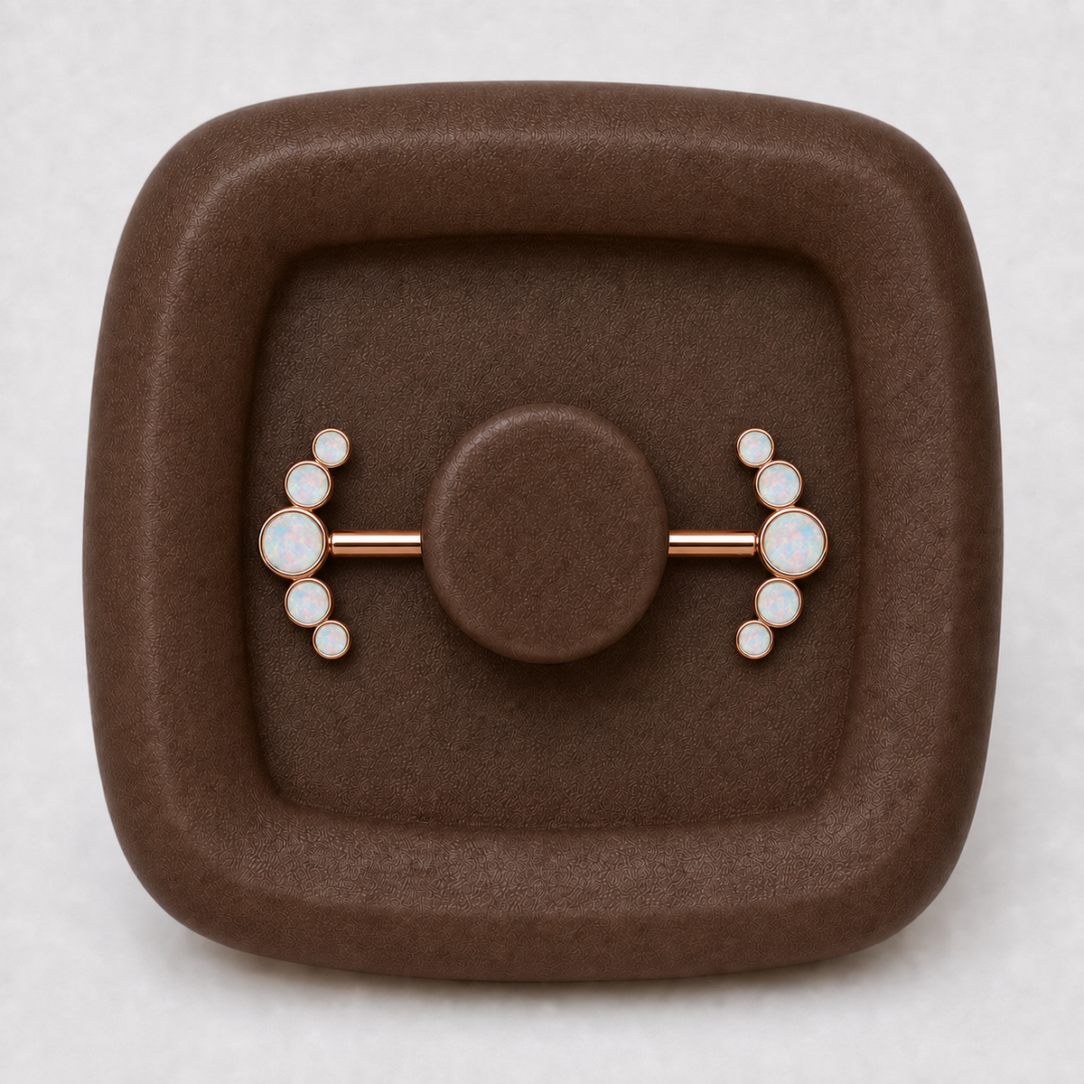 [TOPOSH-FULLSCORE-V7-20260712:TP-NP-IN-RG-14G14-OP17-026:03] Implant Grade Titanium - Nipple Ring - Rose Gold - OP17 - 14G (1.6 x 14 mm) - macro detail