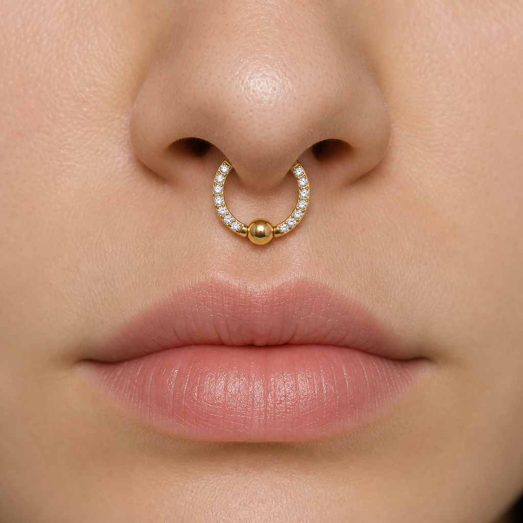 [TOPOSH-LEGACY-LAYOUT-REPAIR-20260717-LEGACY15:TP-BCR-GD-16G8-CLCZ-004:02] Pavé Clear CZ Titanium Captive Bead Ring – Gold | 02_model_white