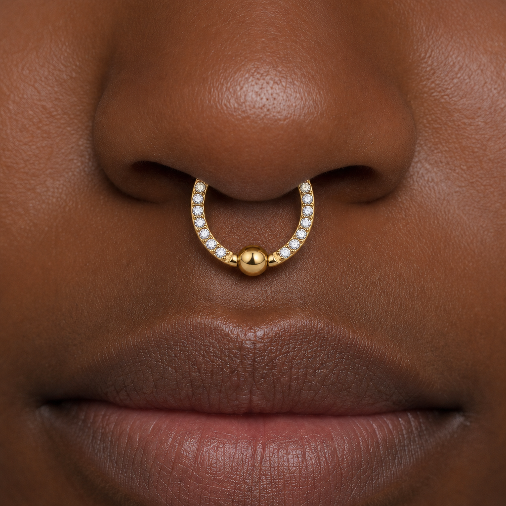 [TOPOSH-LEGACY-LAYOUT-REPAIR-20260717-LEGACY15:TP-BCR-GD-16G8-CLCZ-004:03] Pavé Clear CZ Titanium Captive Bead Ring – Gold | 03_model_black