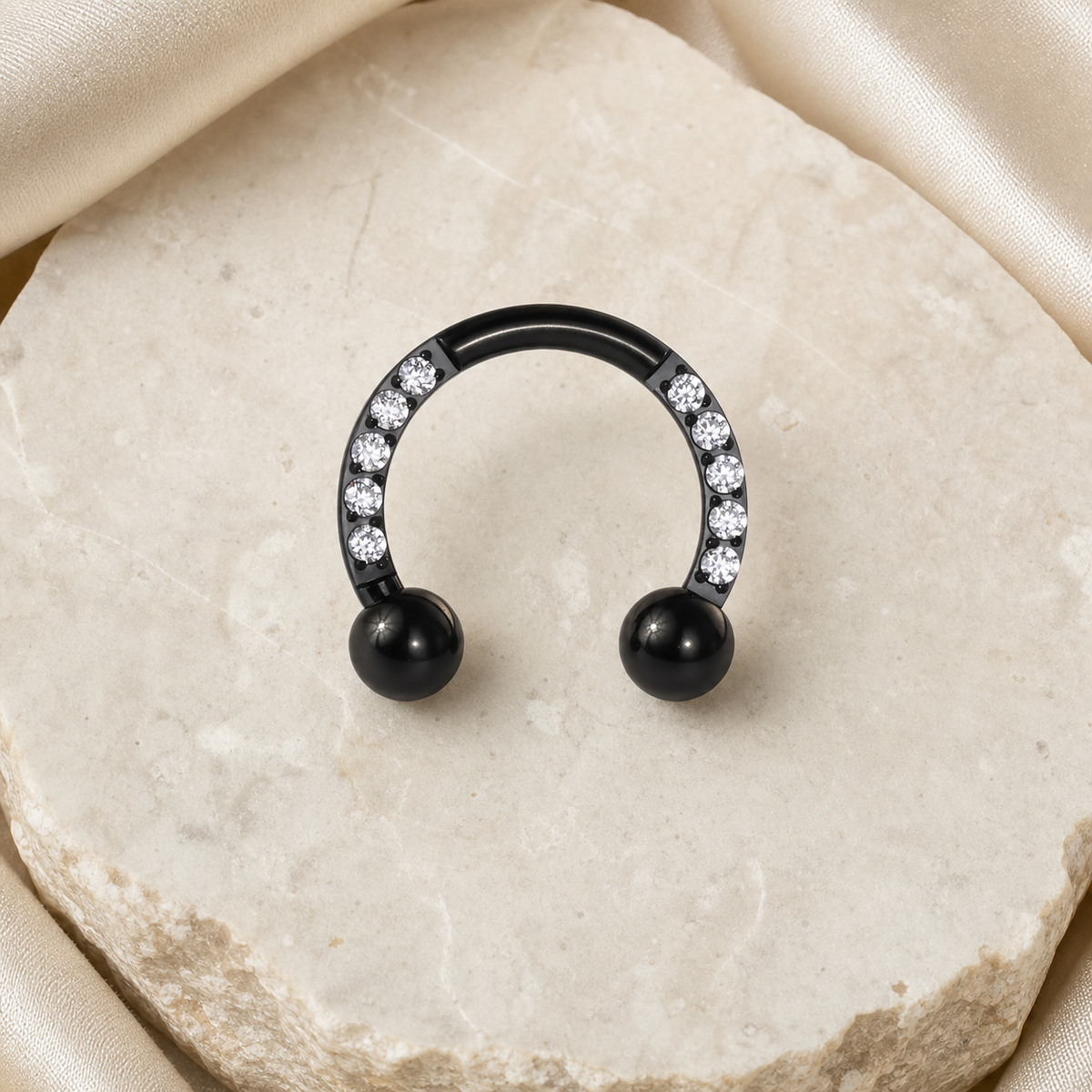 [TOPOSH-LEGACY-LAYOUT-REPAIR-20260717-LEGACY19:TP-HS-EX-BK-16G8-B3-B3-CLCZ-002:06] Clear CZ Titanium Horseshoe Ring – Black | 06_accessory_flatlay