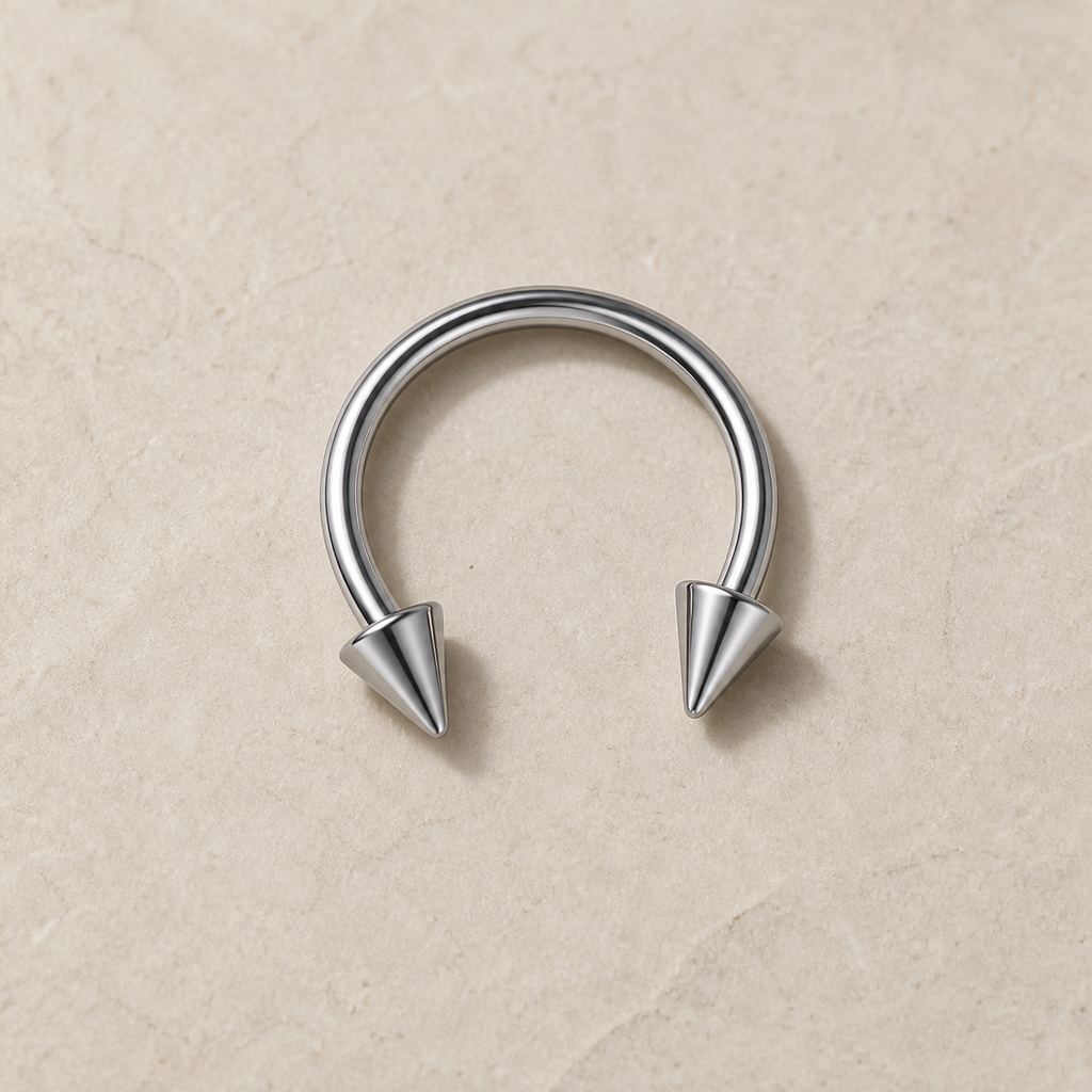 [TOPOSH-LEGACY-LAYOUT-REPAIR-20260717-LEGACY20:TP-HS-EX-SIL-16G10-B3-B3-PLN-009:06] Cone Titanium Horseshoe Ring – Silver | 06_accessory_flatlay