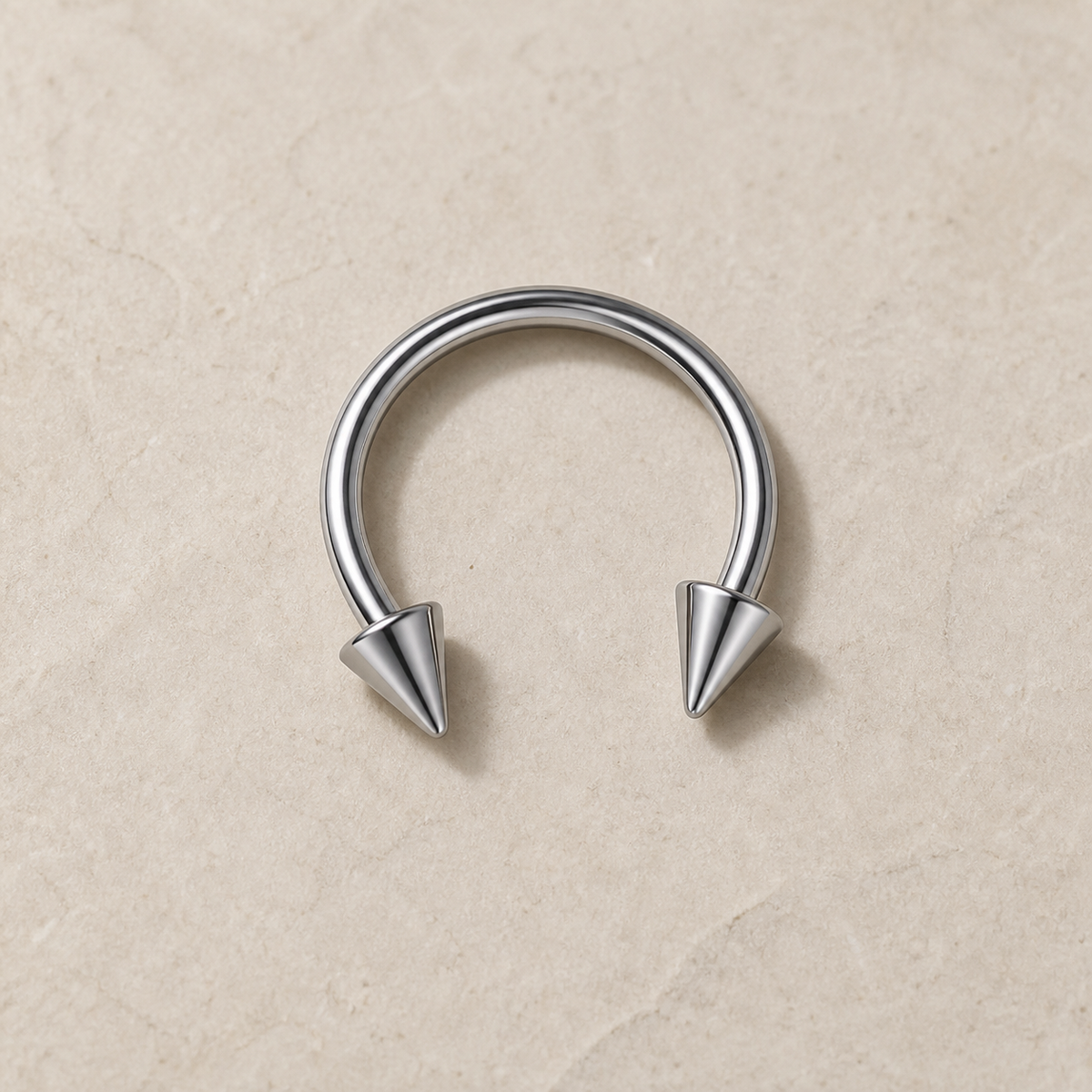 [TOPOSH-LEGACY-LAYOUT-REPAIR-20260717-LEGACY20:TP-HS-EX-SIL-16G10-B3-B3-PLN-009:06] Cone Titanium Horseshoe Ring – Silver | 06_accessory_flatlay