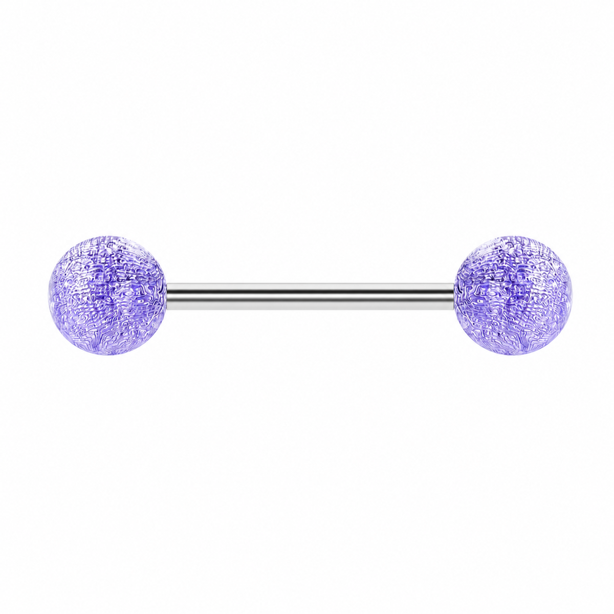 [TOPOSH-LEGACY-LAYOUT-REPAIR-20260717-LEGACY32:TP-TR-EX-SIL-14G16-B6-B6-PLN-321:01] Lavender Textured Ball Titanium Tongue Barbell – Silver | 01_primary_product_bg