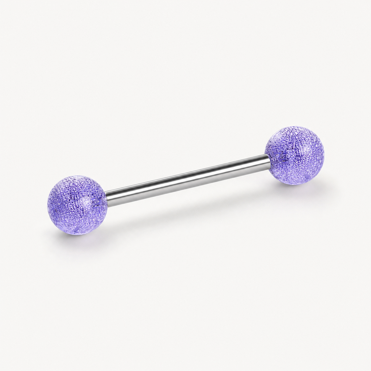 [TOPOSH-LEGACY-LAYOUT-REPAIR-20260717-LEGACY32:TP-TR-EX-SIL-14G16-B6-B6-PLN-321:05] Lavender Textured Ball Titanium Tongue Barbell – Silver | 05_product_angles