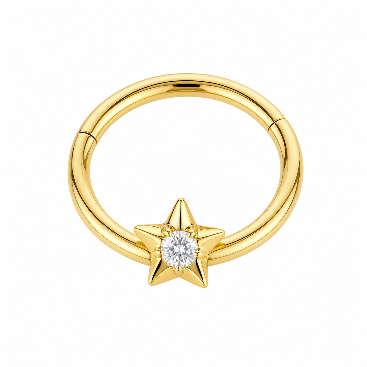 [TOPOSH-LEGACY-LAYOUT-REPAIR-20260717-LEGACY26:TP-SR-GD-16G8-CLCZ-014:01] Star Clear CZ Titanium Segment Ring – Gold | 01_primary_product_bg