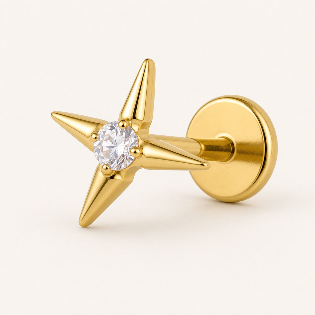 [TOPOSH-LEGACY-LAYOUT-REPAIR-20260717-LEGACY01:TP-FB-TH-GD-16G6-T4-CLCZ-153:05] Star Dangle Clear CZ Titanium Flat Back – Gold | 05_product_angles