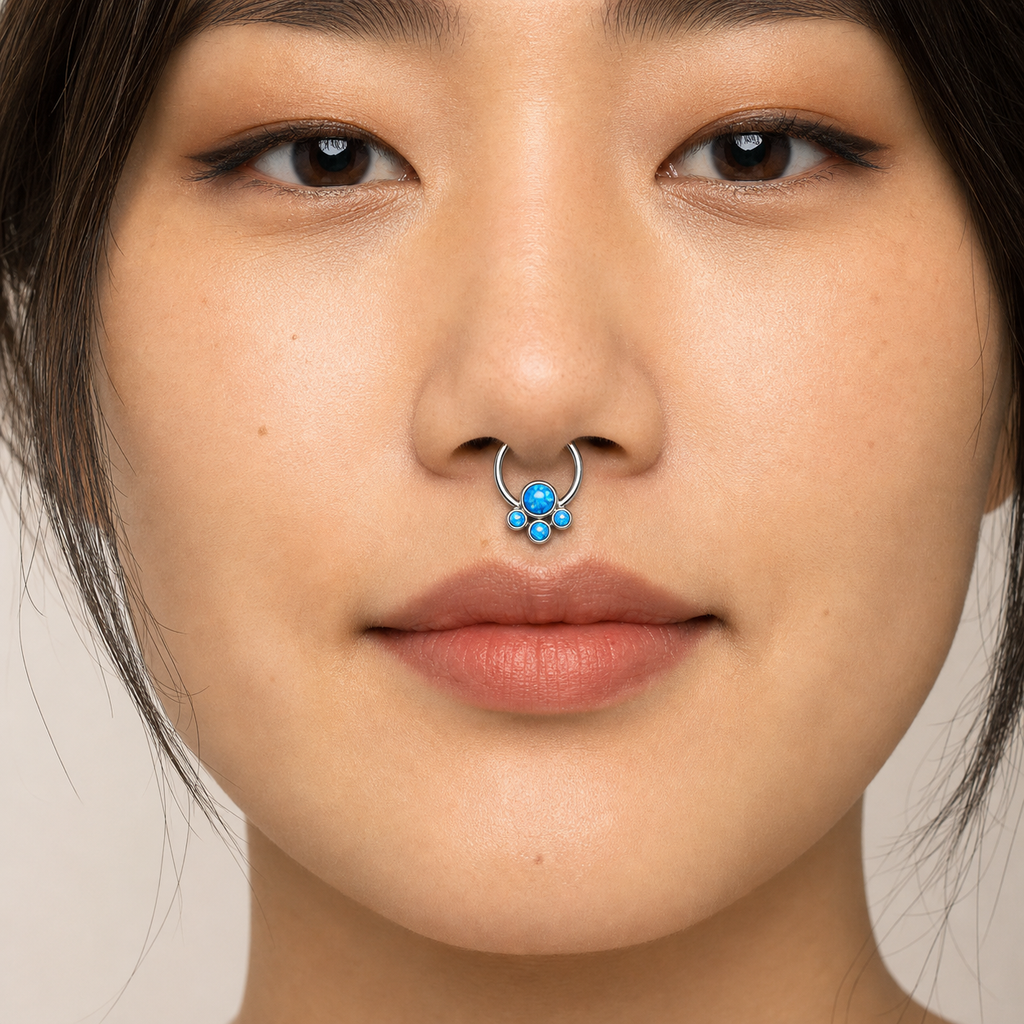 [TOPOSH-LEGACY-LAYOUT-REPAIR-20260717-LEGACY16:TP-BCR-SIL-16G8-T4-OP05-001:04] Blue Opal Titanium Captive Bead Ring – Silver | 04_model_asian