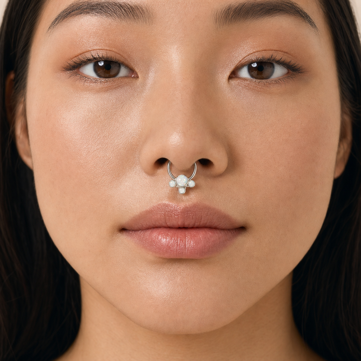 [TOPOSH-LEGACY-LAYOUT-REPAIR-20260717-LEGACY16:TP-BCR-SIL-16G8-T4-OP17-002:04] White Opal Titanium Captive Bead Ring – Silver | 04_model_asian