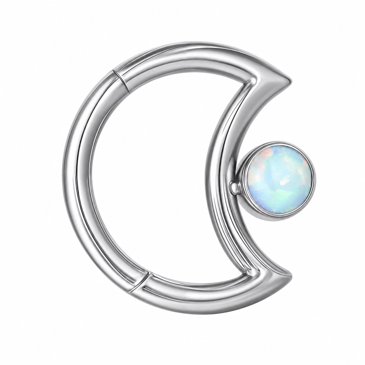 [TOPOSH-LEGACY-LAYOUT-REPAIR-20260717-LEGACY27:TP-SR-CB-SIL-16G8-SW234-008:01] Moon White Opal Titanium Segment Ring – Silver, 8mm | 01_primary_product_bg