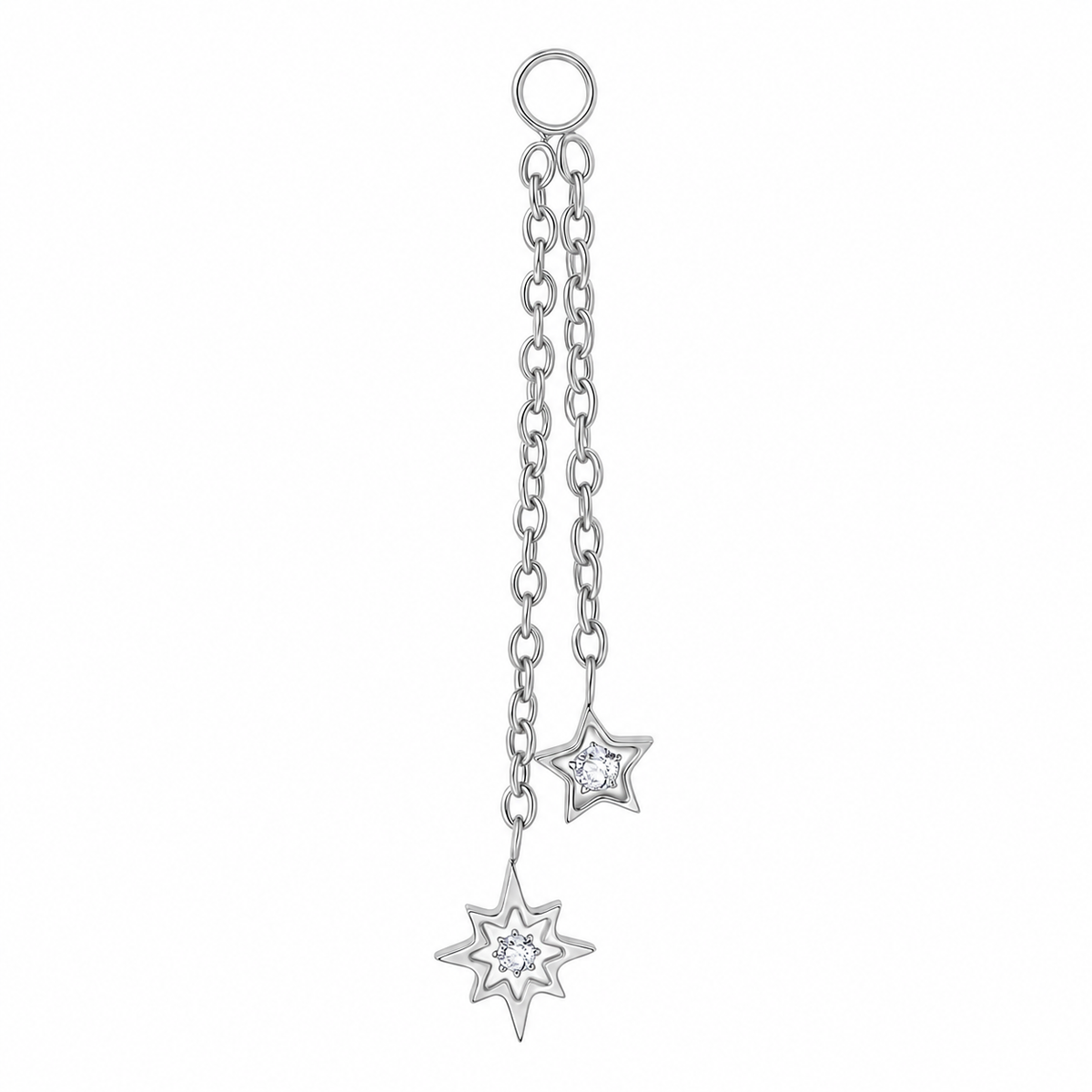 [TOPOSH-LEGACY-LAYOUT-REPAIR-20260717-LEGACY30:TP-PART-SIL-CLCZ-130:01] Double Star Clear CZ Titanium Piercing End – Silver | 01_primary_product_bg