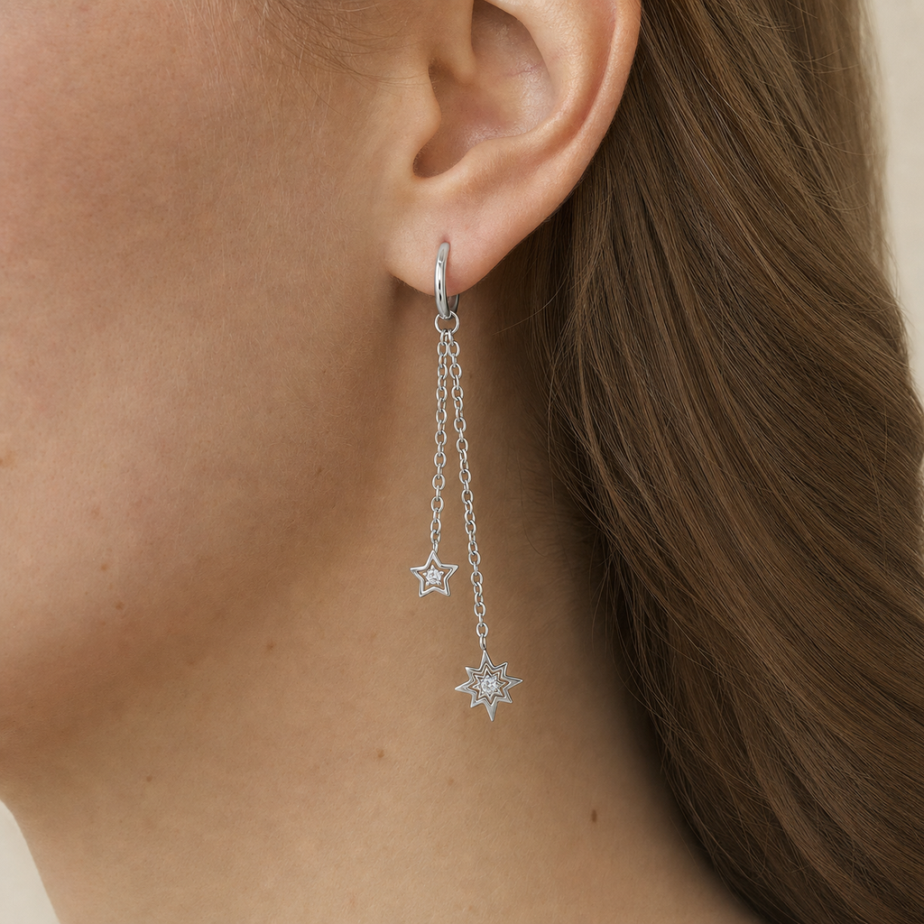 [TOPOSH-LEGACY-LAYOUT-REPAIR-20260717-LEGACY30:TP-PART-SIL-CLCZ-130:02] Double Star Clear CZ Titanium Piercing End – Silver | 02_model_white