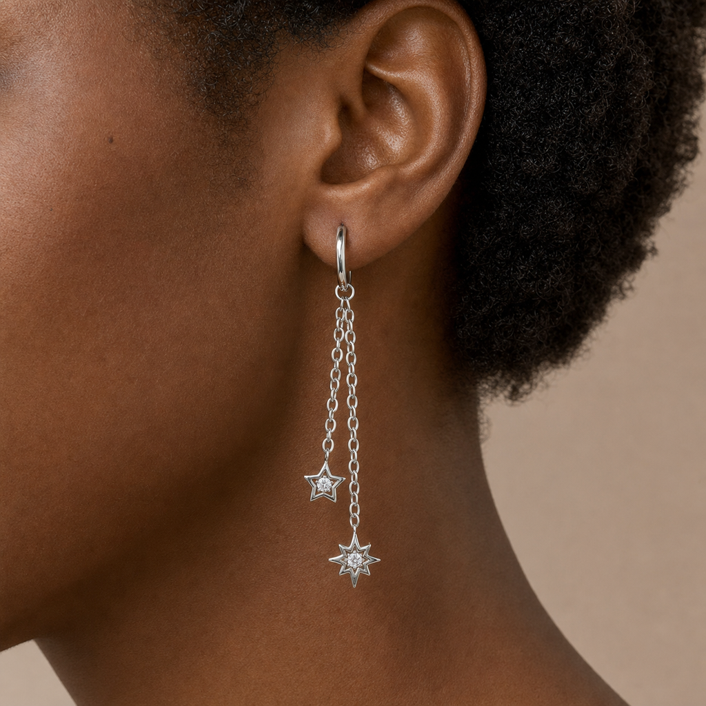 [TOPOSH-LEGACY-LAYOUT-REPAIR-20260717-LEGACY30:TP-PART-SIL-CLCZ-130:03] Double Star Clear CZ Titanium Piercing End – Silver | 03_model_black