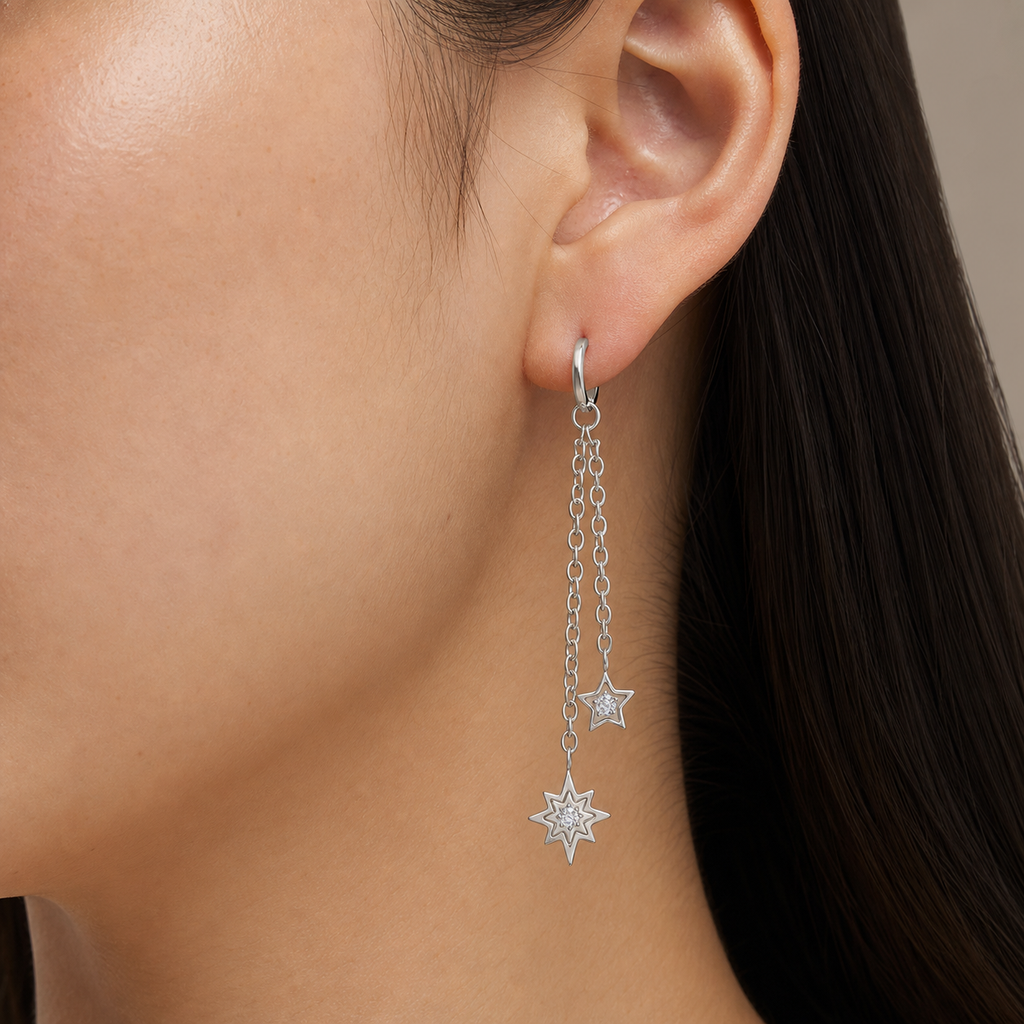 [TOPOSH-LEGACY-LAYOUT-REPAIR-20260717-LEGACY30:TP-PART-SIL-CLCZ-130:04] Double Star Clear CZ Titanium Piercing End – Silver | 04_model_asian