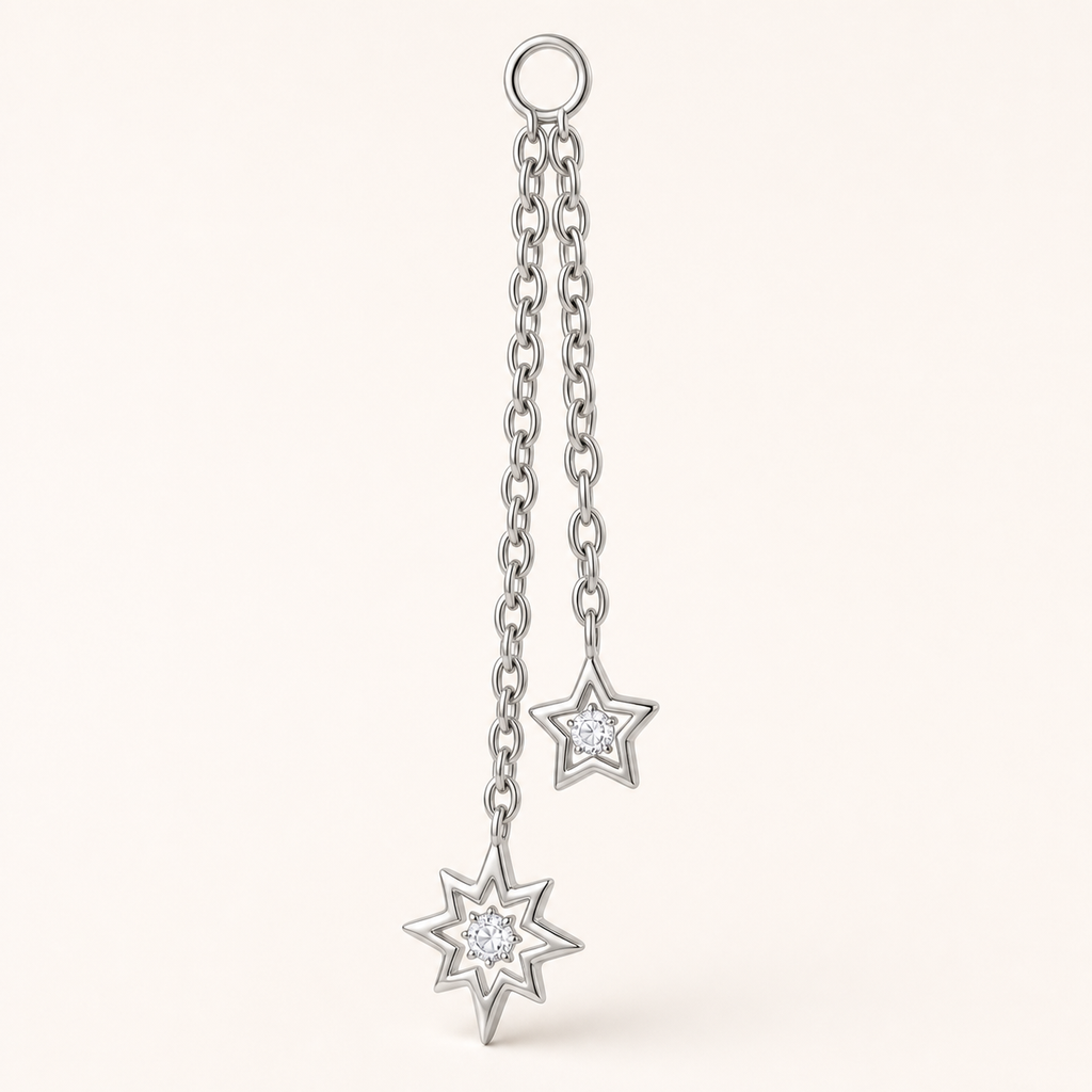[TOPOSH-LEGACY-LAYOUT-REPAIR-20260717-LEGACY30:TP-PART-SIL-CLCZ-130:05] Double Star Clear CZ Titanium Piercing End – Silver | 05_product_angles