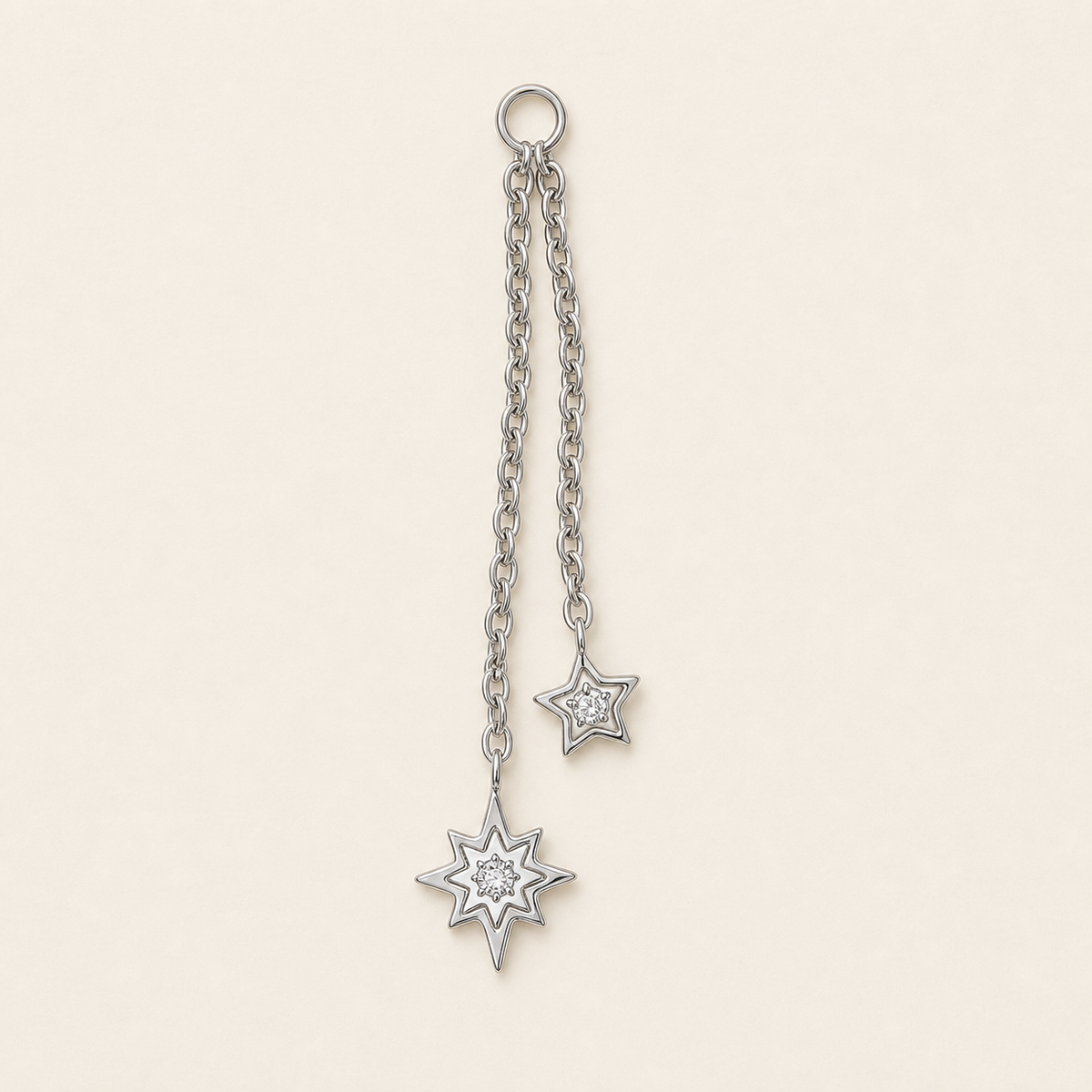 [TOPOSH-LEGACY-LAYOUT-REPAIR-20260717-LEGACY30:TP-PART-SIL-CLCZ-130:06] Double Star Clear CZ Titanium Piercing End – Silver | 06_accessory_flatlay