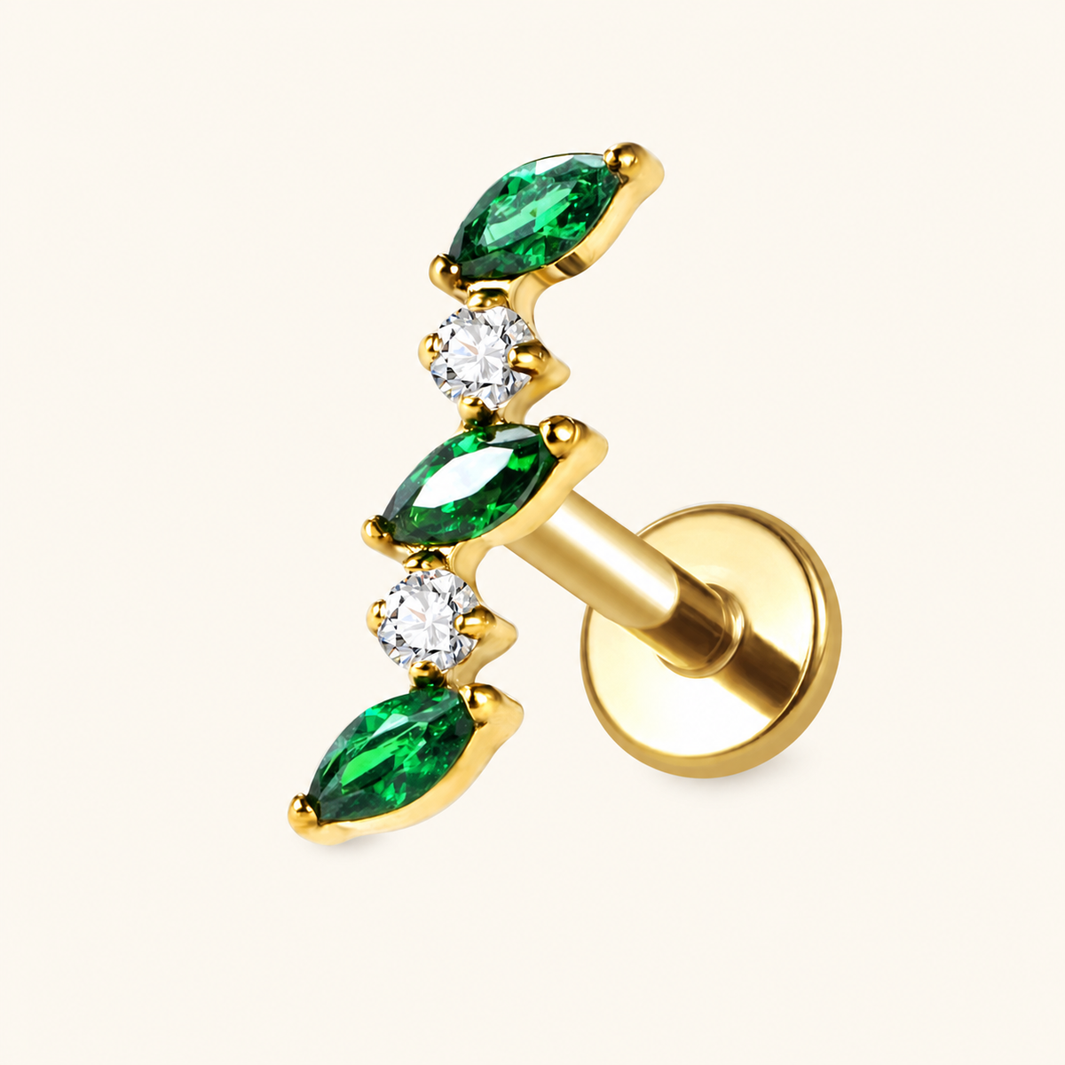 [TOPOSH-LEGACY-LAYOUT-REPAIR-20260717-LEGACY33:TP-FB-IN-GD-16G8-T4-EMD-014:01] Triple Marquise Emerald CZ Titanium Flat Back – Gold | 01_primary_product_bg