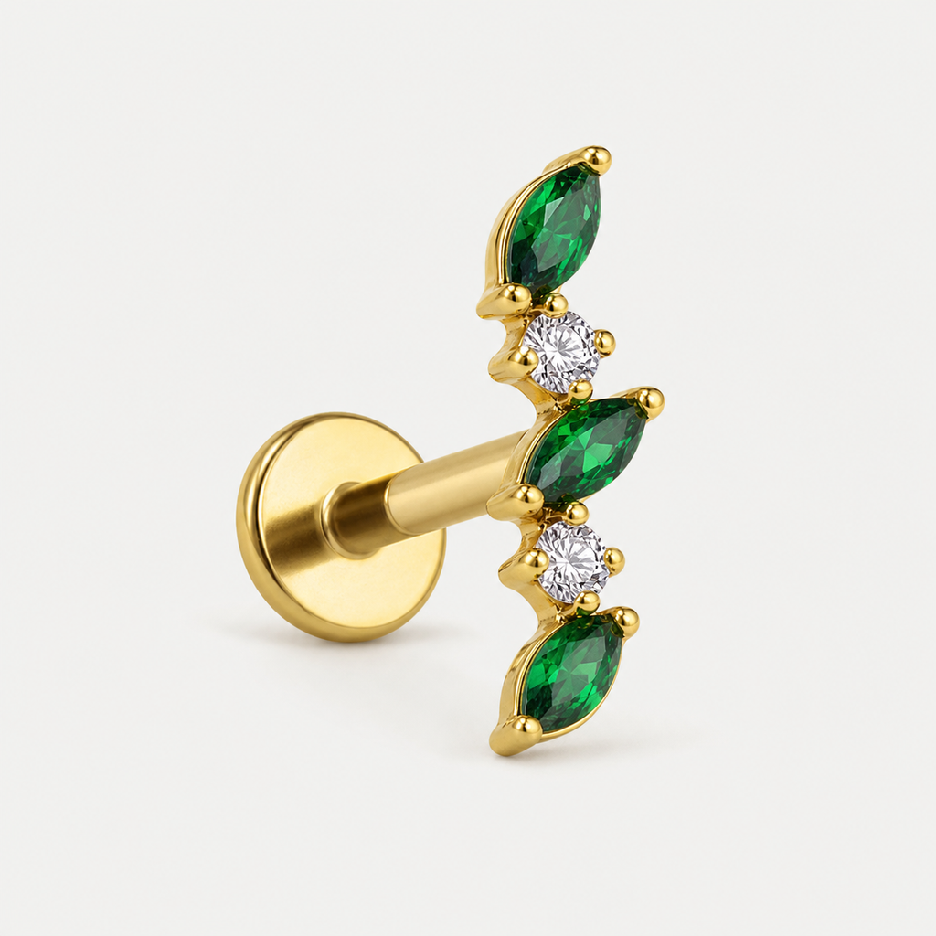 [TOPOSH-LEGACY-LAYOUT-REPAIR-20260717-LEGACY33:TP-FB-IN-GD-16G8-T4-EMD-014:05] Triple Marquise Emerald CZ Titanium Flat Back – Gold | 05_product_angles