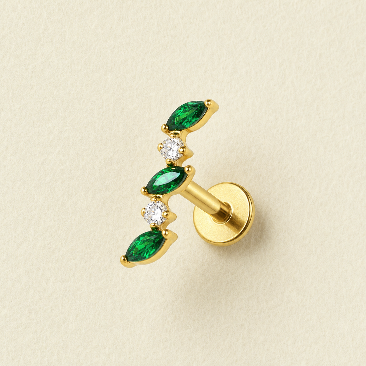 [TOPOSH-LEGACY-LAYOUT-REPAIR-20260717-LEGACY33:TP-FB-IN-GD-16G8-T4-EMD-014:06] Triple Marquise Emerald CZ Titanium Flat Back – Gold | 06_accessory_flatlay