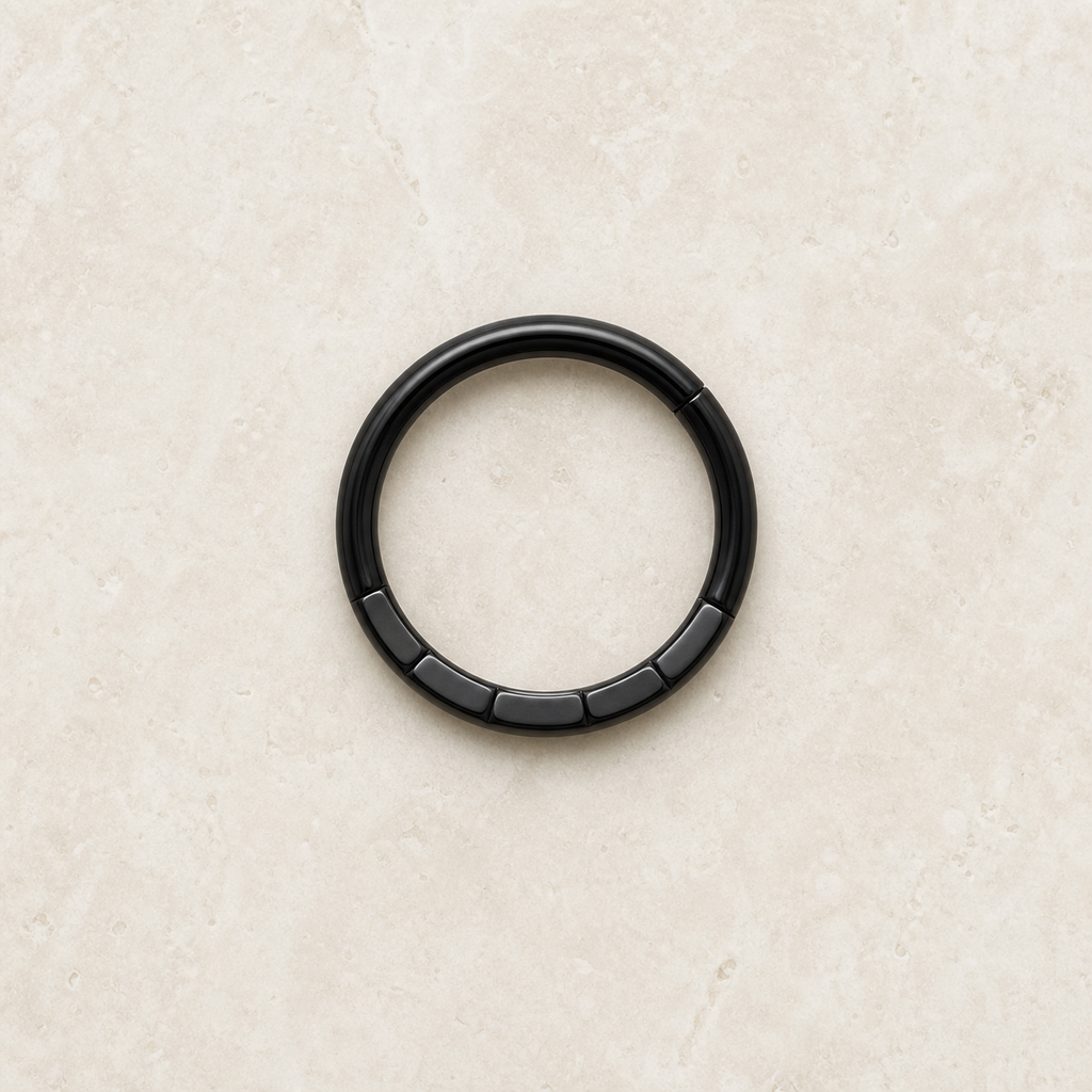 [TOPOSH-LEGACY-LAYOUT-REPAIR-20260717-LEGACY34:TP-SR-BK-16G8-PLN-907:06] Titanium Segment Ring – Black | 06_accessory_flatlay