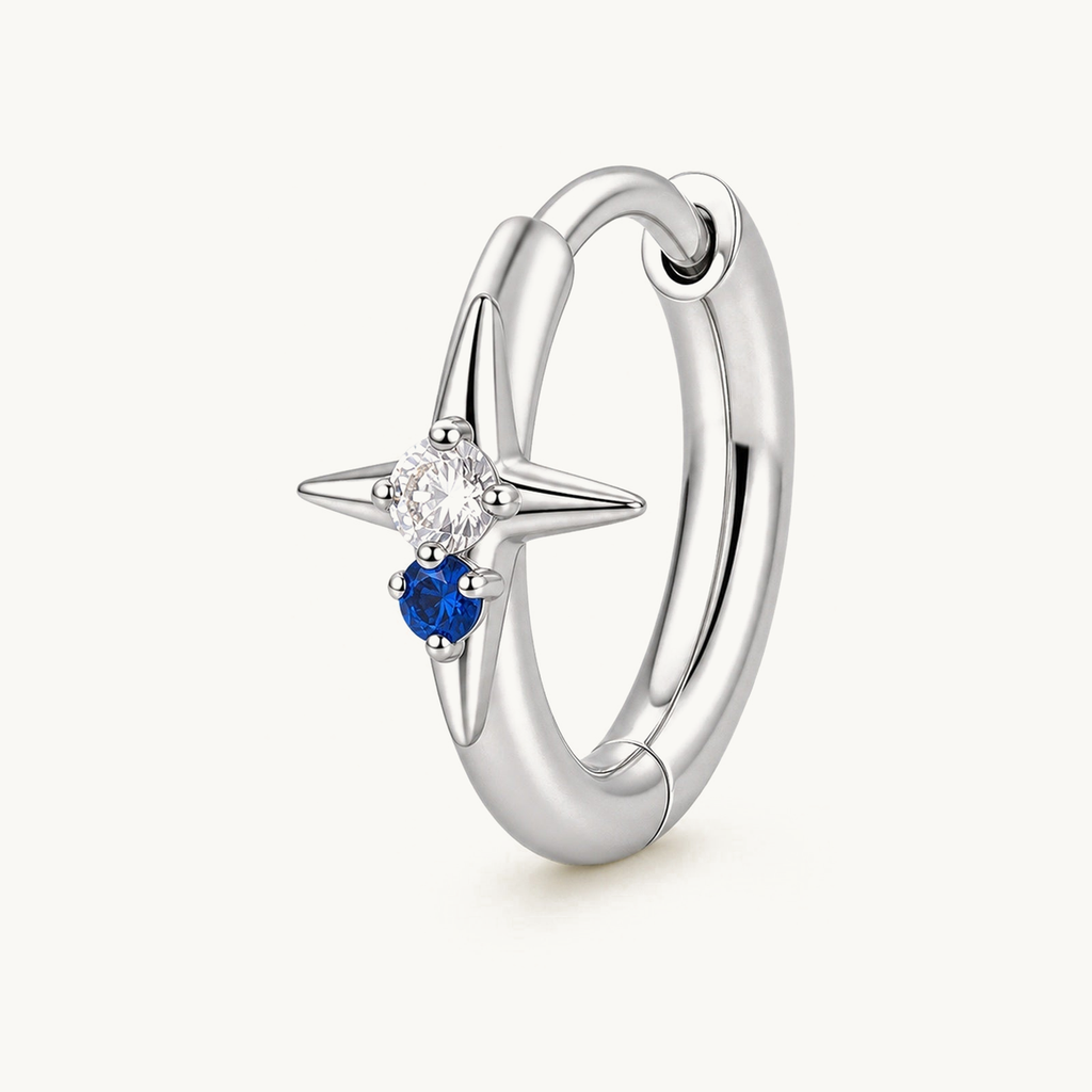 [PRIMARY-BACKGROUND-NORMALIZATION-20260719-BATCH02:TP-ER-SIL-20G8-CLCZ+NBL-032:01] Clear & Navy CZ Titanium Earring – Silver | 01_primary_product_bg