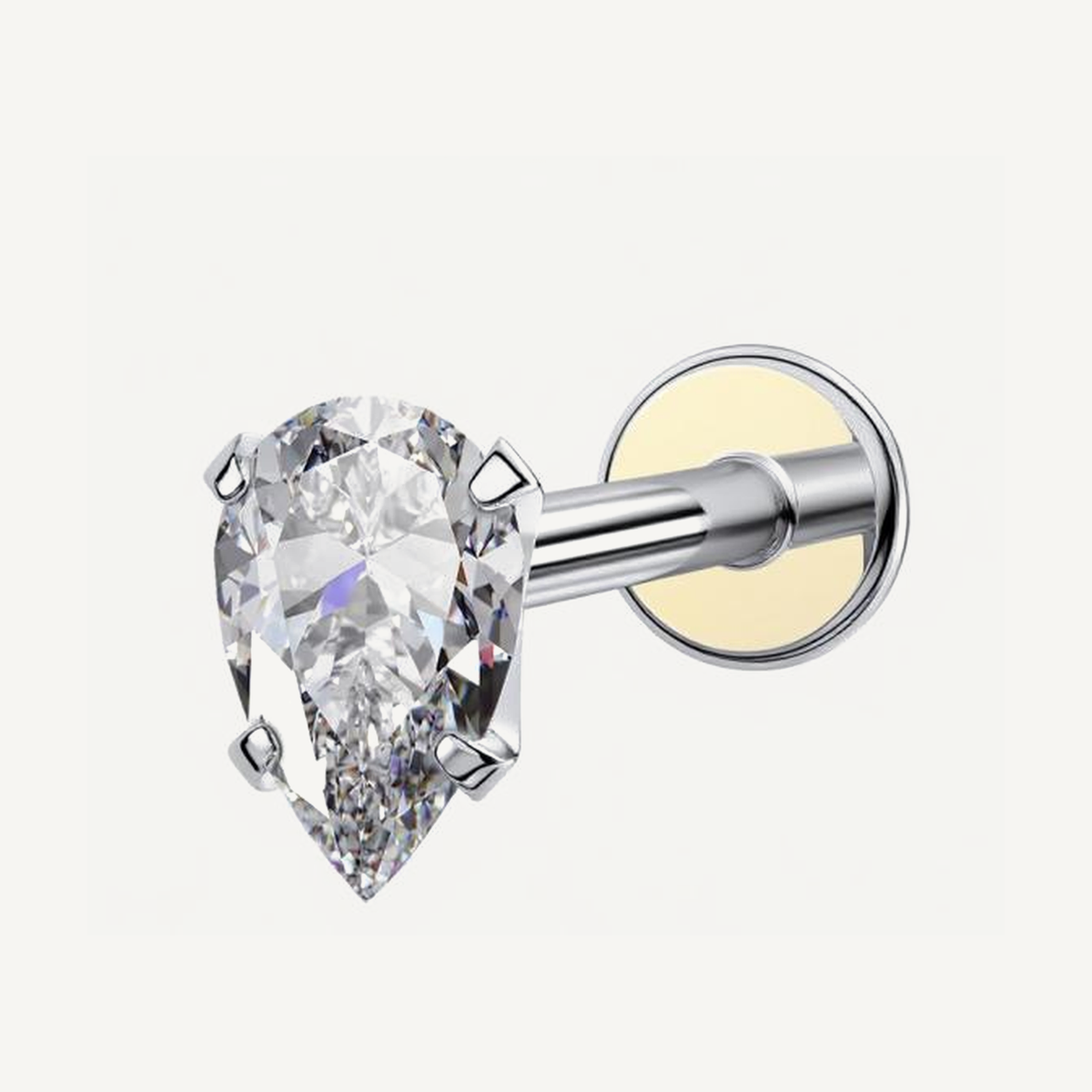 [PRIMARY-BACKGROUND-NORMALIZATION-20260719-BATCH02:TP-FB-IN-SIL-16G8-T4-CLCZ-1480:01] Pear Clear CZ Titanium Flat Back – Silver | 01_primary_product_bg