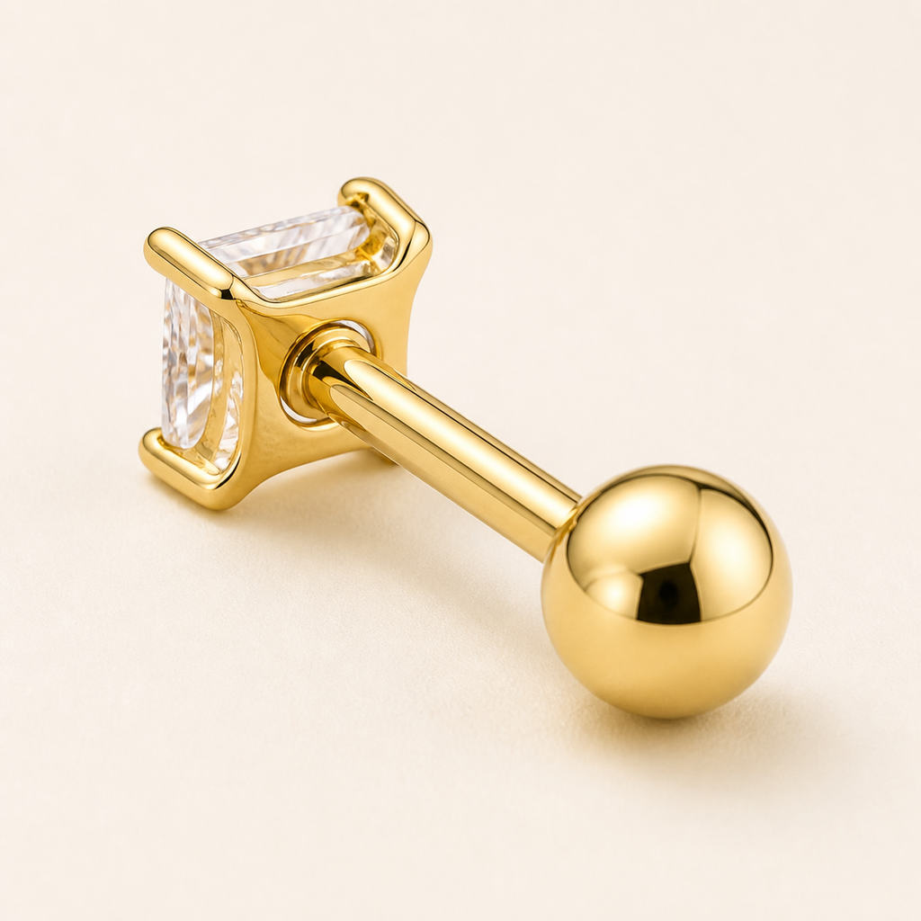 [TOPOSH-LEGACY-LAYOUT-REPAIR-20260717-LEGACY02:TP-CAR-EX-GD-16G6-B3-B3-SW001-088:05] Clear Crystal Titanium Cartilage Barbell – Gold, 6+3+3mm | 05_product_angles