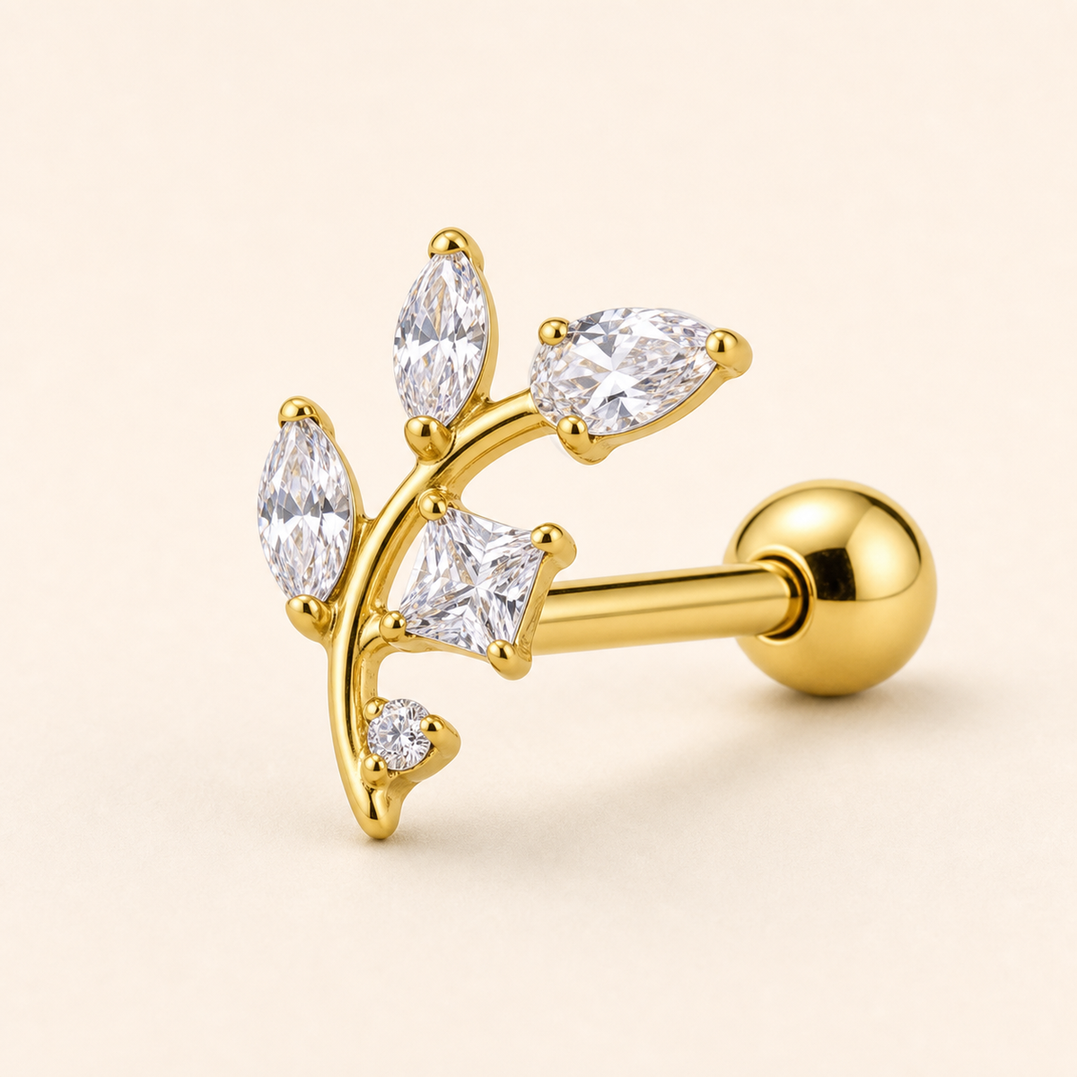 [TOPOSH-LEGACY-LAYOUT-REPAIR-20260717-LEGACY02:TP-CAR-EX-GD-16G6-T4-SW001-013:01] Clear Crystal Titanium Cartilage Barbell – Gold, 6+4mm | 01_primary_product_bg