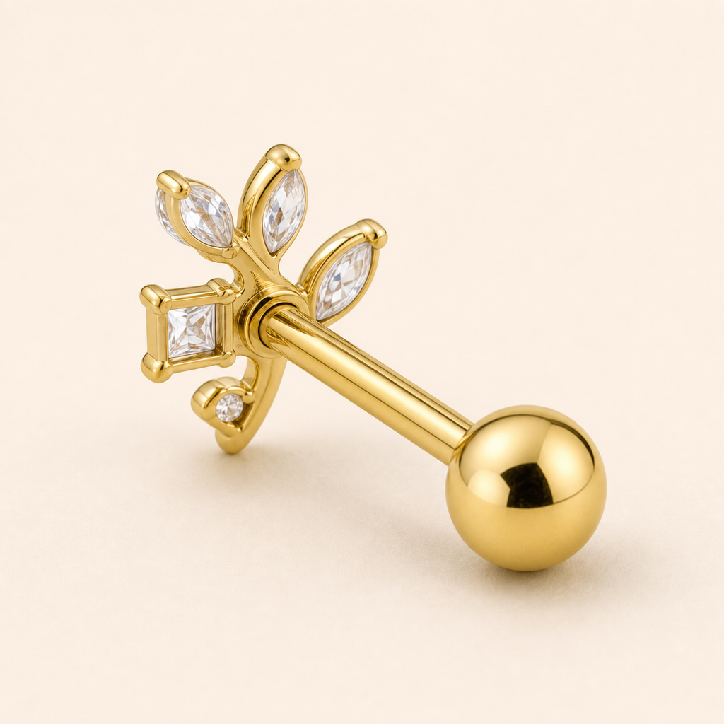 [TOPOSH-LEGACY-LAYOUT-REPAIR-20260717-LEGACY02:TP-CAR-EX-GD-16G6-T4-SW001-013:05] Clear Crystal Titanium Cartilage Barbell – Gold, 6+4mm | 05_product_angles