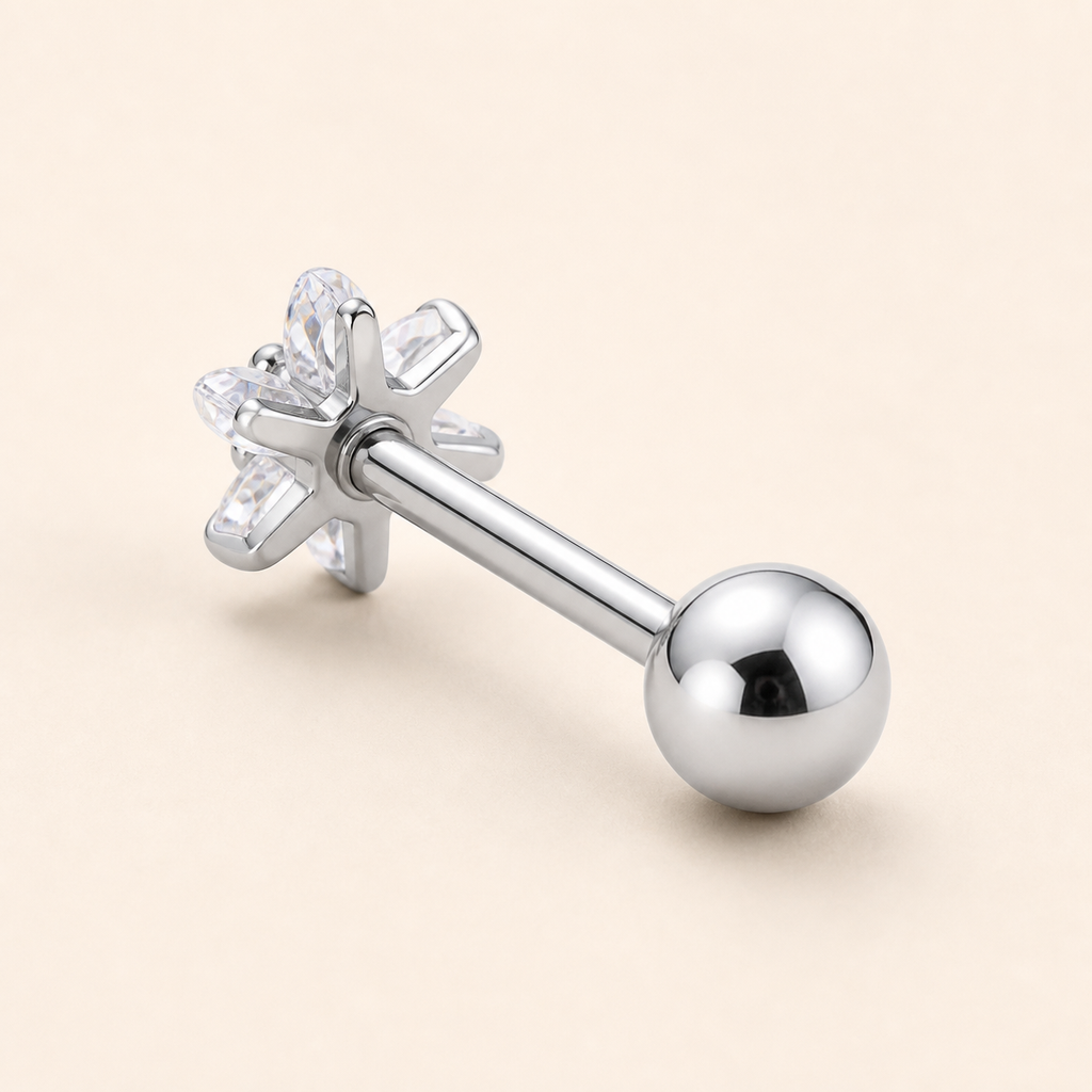 [TOPOSH-LEGACY-LAYOUT-REPAIR-20260717-LEGACY02:TP-CAR-EX-SIL-16G6-B4-B4-CLCZ-010:05] Clear CZ Titanium Cartilage Barbell – Silver | 05_product_angles