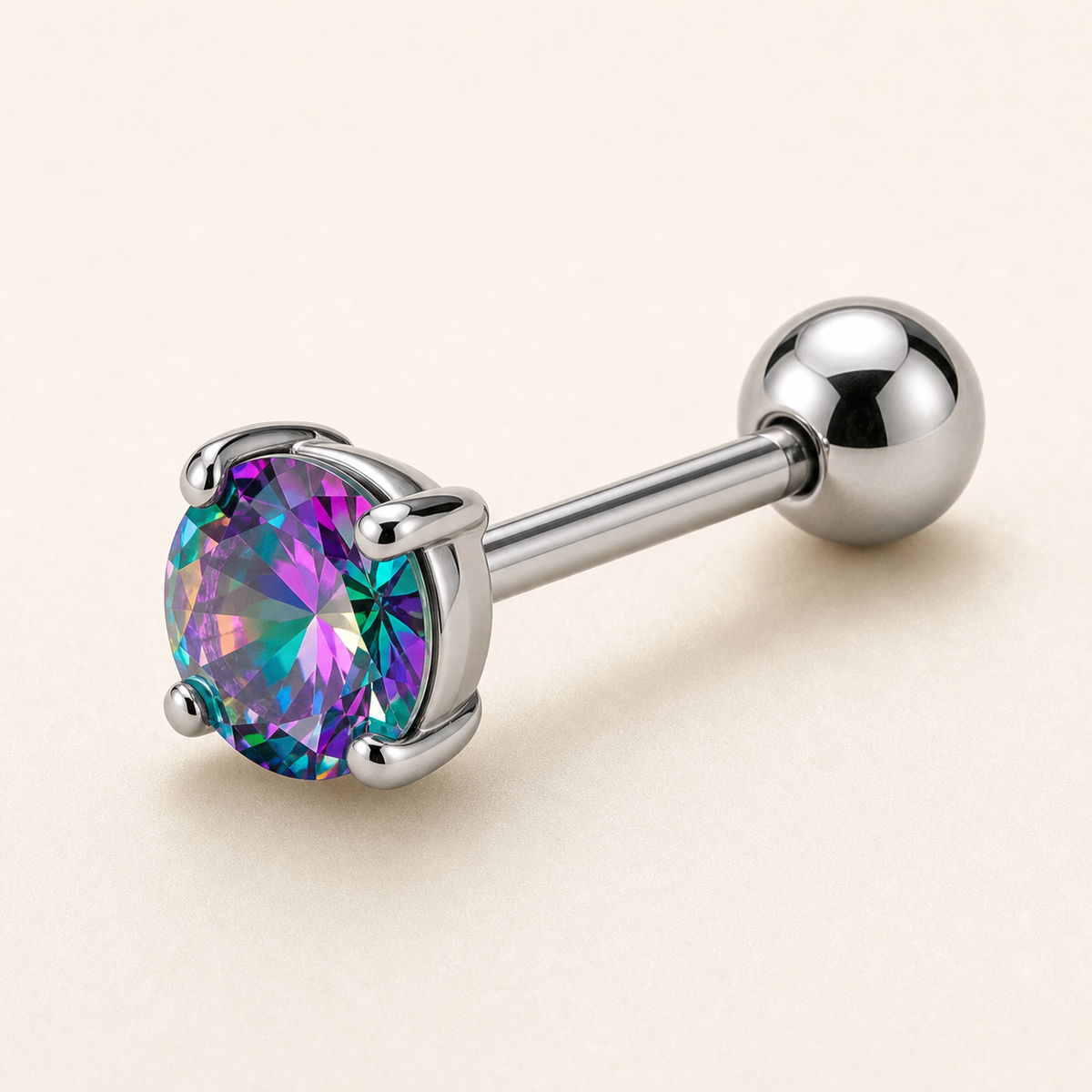 [TOPOSH-LEGACY-LAYOUT-REPAIR-20260717-LEGACY04:TP-CAR-SIL-16G6-B3-B3-RBCZ-145:05] Rainbow CZ Titanium Cartilage Barbell – Silver | 05_product_angles