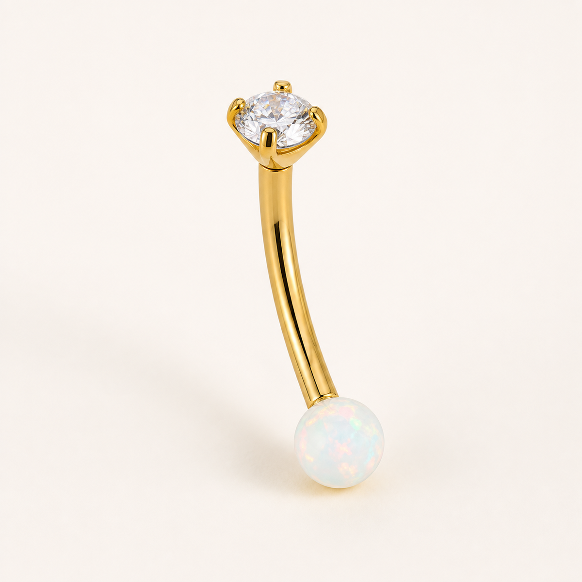 [TOPOSH-ROLE-ORDER-CLEANUP-20260717-BATCH17:TP-EBR-IN-GD-16G8-OP17-049:01] White Opal Titanium Eyebrow Barbell – Gold | 01_primary_product_bg