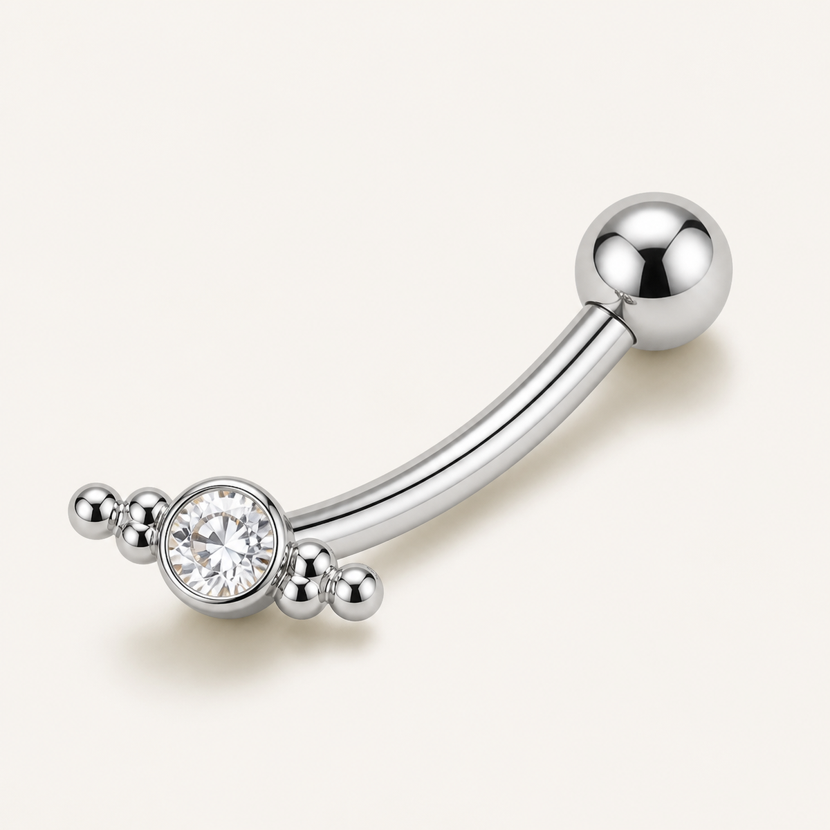 [TOPOSH-ROLE-ORDER-CLEANUP-20260717-BATCH17:TP-EBR-IN-SIL-16G8-CLCZ-016:01] Clear CZ Titanium Eyebrow Barbell – Silver | 01_primary_product_bg