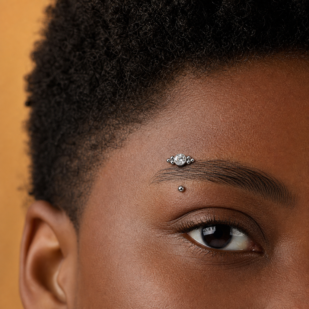 [TOPOSH-ROLE-ORDER-CLEANUP-20260717-BATCH17:TP-EBR-IN-SIL-16G8-CLCZ-016:03] Clear CZ Titanium Eyebrow Barbell – Silver | 03_model_black