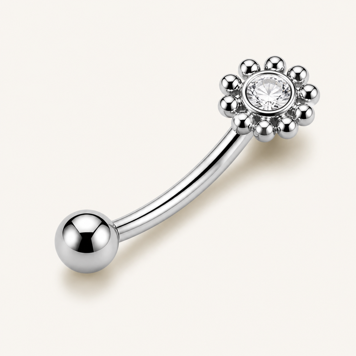 [TOPOSH-ROLE-ORDER-CLEANUP-20260717-BATCH17:TP-EBR-INCB-SIL-16G8-CLCZ-012:01] Clear CZ Titanium Eyebrow Barbell – Silver | 01_primary_product_bg