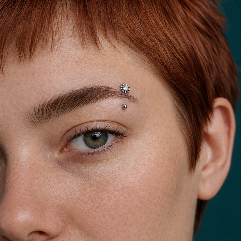 [TOPOSH-ROLE-ORDER-CLEANUP-20260717-BATCH17:TP-EBR-INCB-SIL-16G8-CLCZ-012:02] Clear CZ Titanium Eyebrow Barbell – Silver | 02_model_white