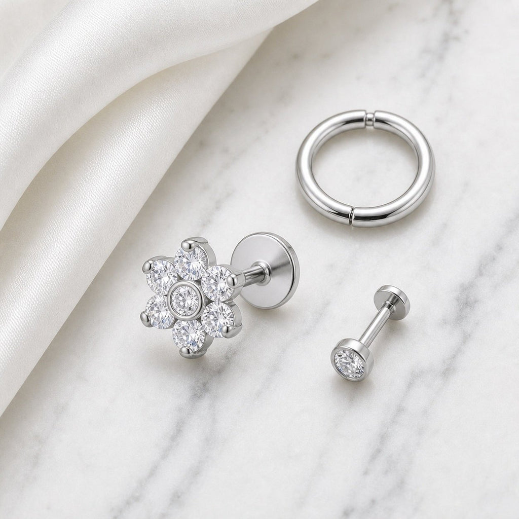 [TOPOSH-ROLE-ORDER-CLEANUP-20260717-BATCH18:TP-ER-SIL-CLCZ-060:06] Clear CZ Titanium Earring – Silver | 06_accessory_flatlay