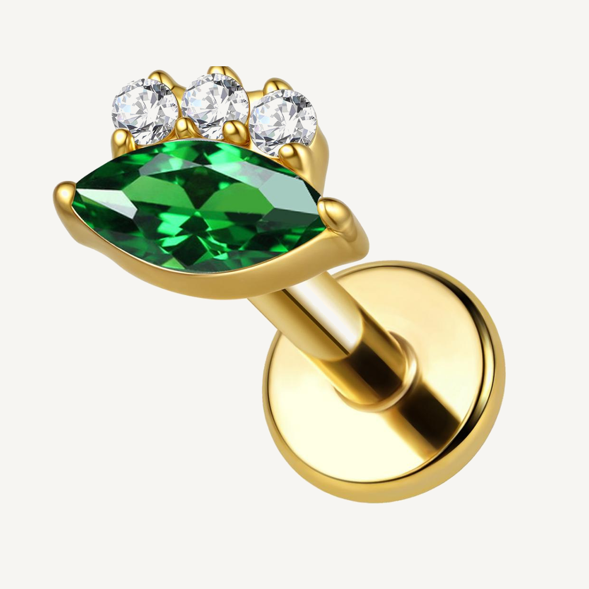 [TOPOSH-LEGACY-LAYOUT-REPAIR-20260717-LEGACY08:TP-FB-IN-GD-16G8-T4-EMD-449:01] Marquise Emerald CZ Titanium Flat Back – Gold | 01_primary_product_bg
