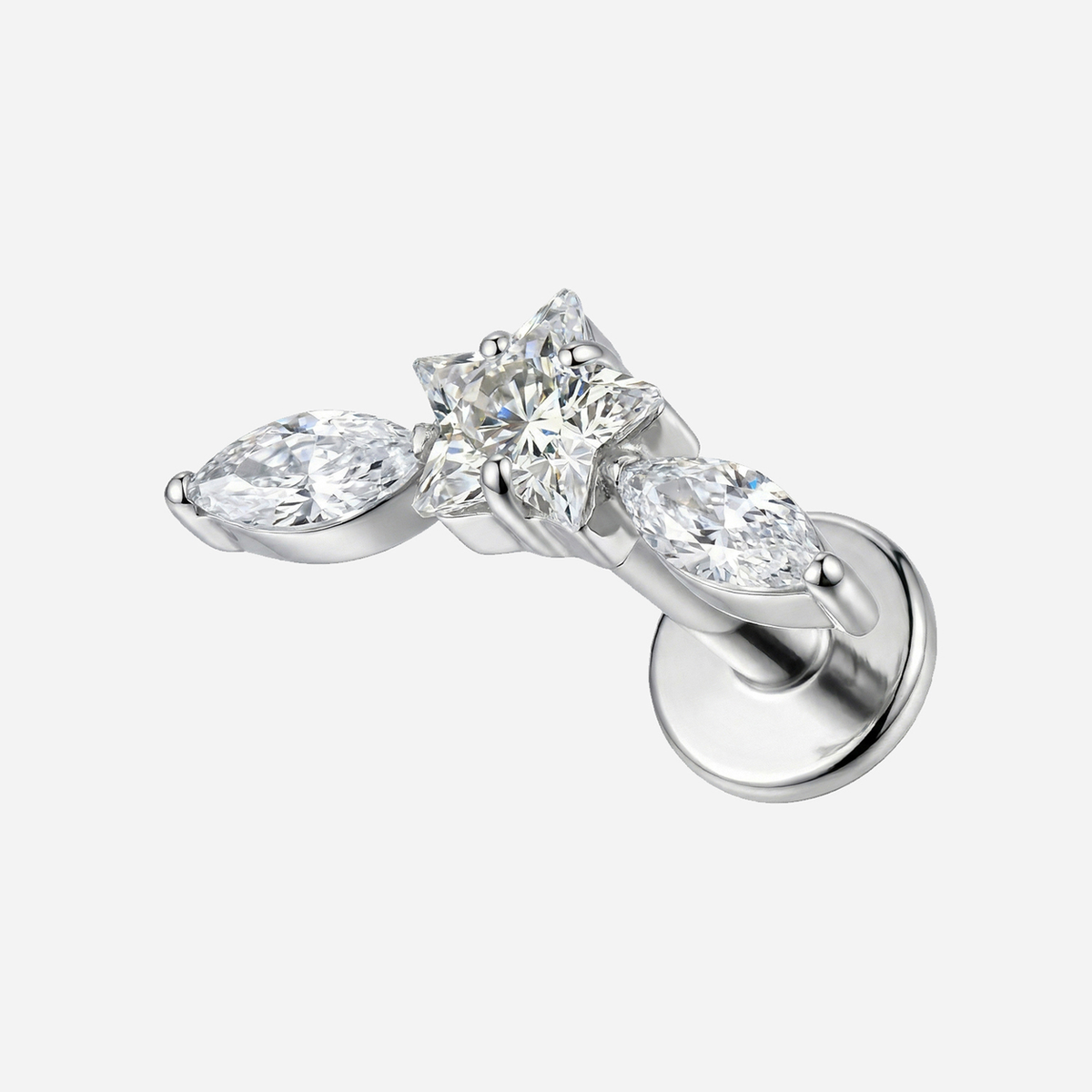 [TOPOSH-LEGACY-LAYOUT-REPAIR-20260717-LEGACY08:TP-FB-IN-SIL-16G6-T4-CLCZ-2287:01] Leaf Cluster Clear CZ Titanium Flat Back – Silver | 01_primary_product_bg