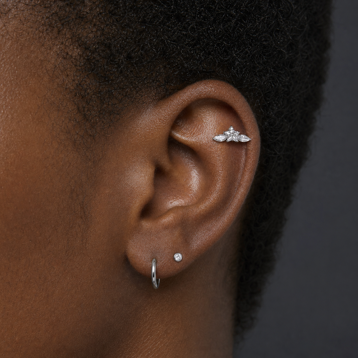 [TOPOSH-LEGACY-LAYOUT-REPAIR-20260717-LEGACY08:TP-FB-IN-SIL-16G6-T4-CLCZ-2287:03] Leaf Cluster Clear CZ Titanium Flat Back – Silver | 03_model_black